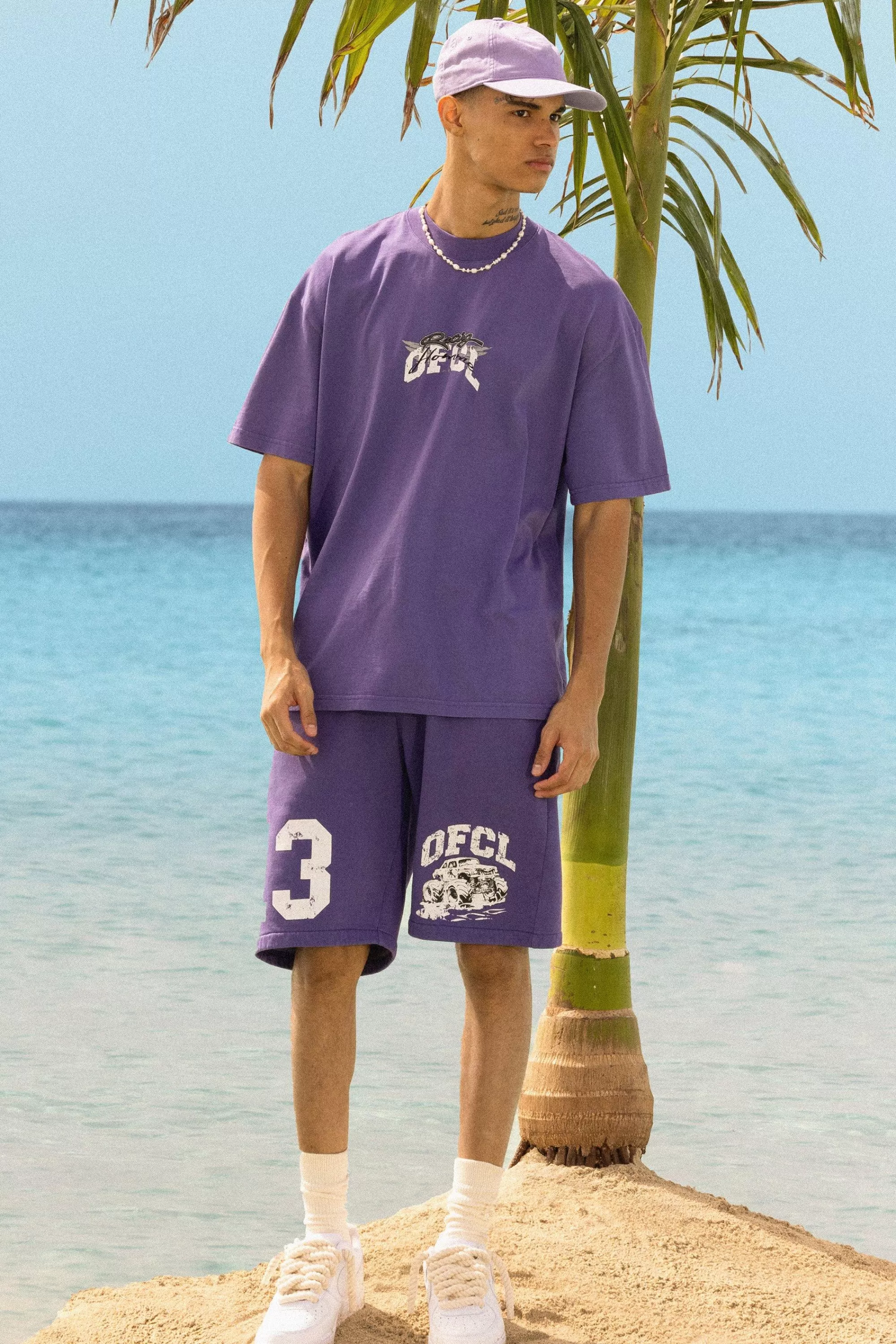 boohooMAN Oversized Ofcl Racing Washed T-shirt & Long Length Shorts | UK