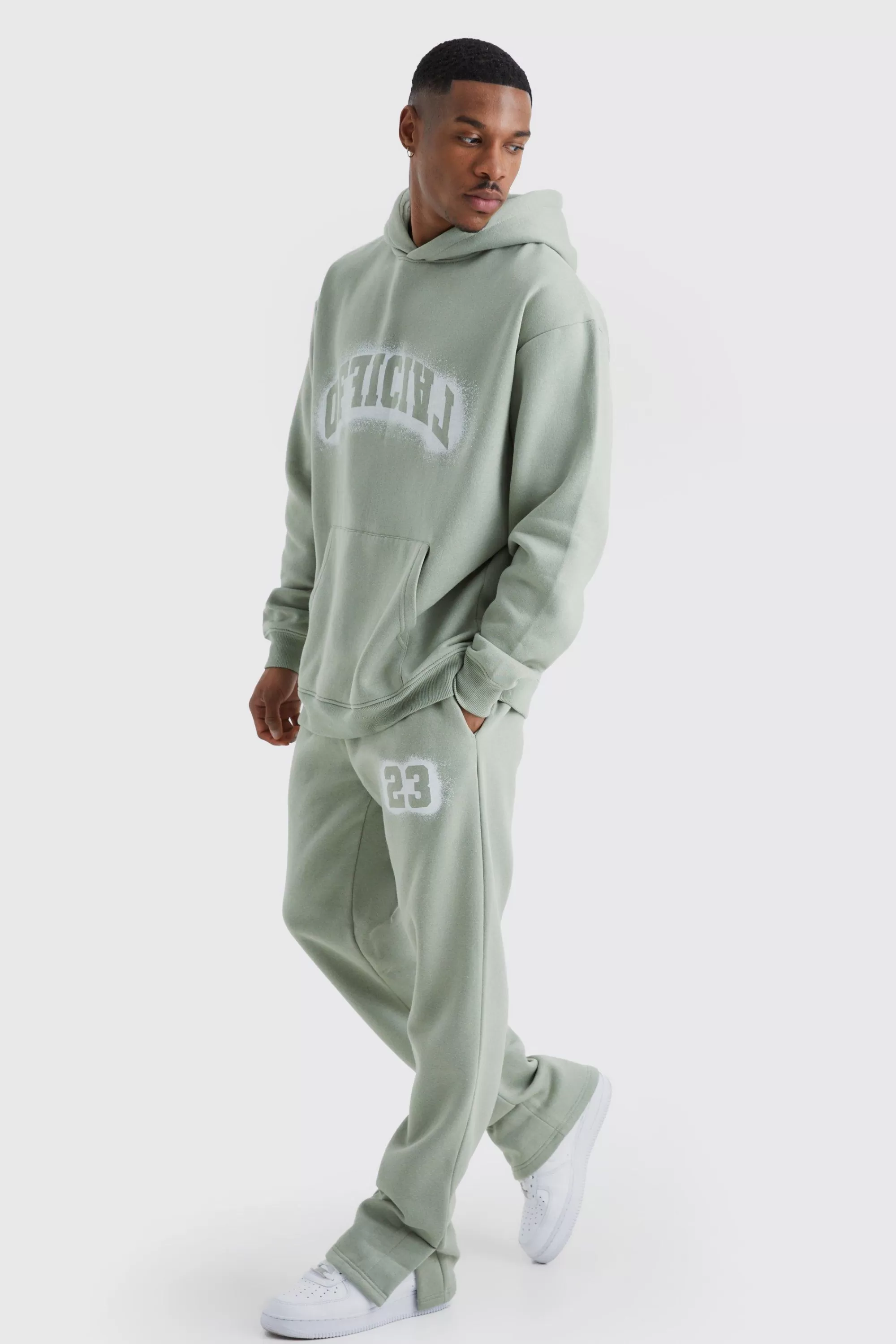 boohooMAN Oversized Official Spray Print Tracksuit | UK
