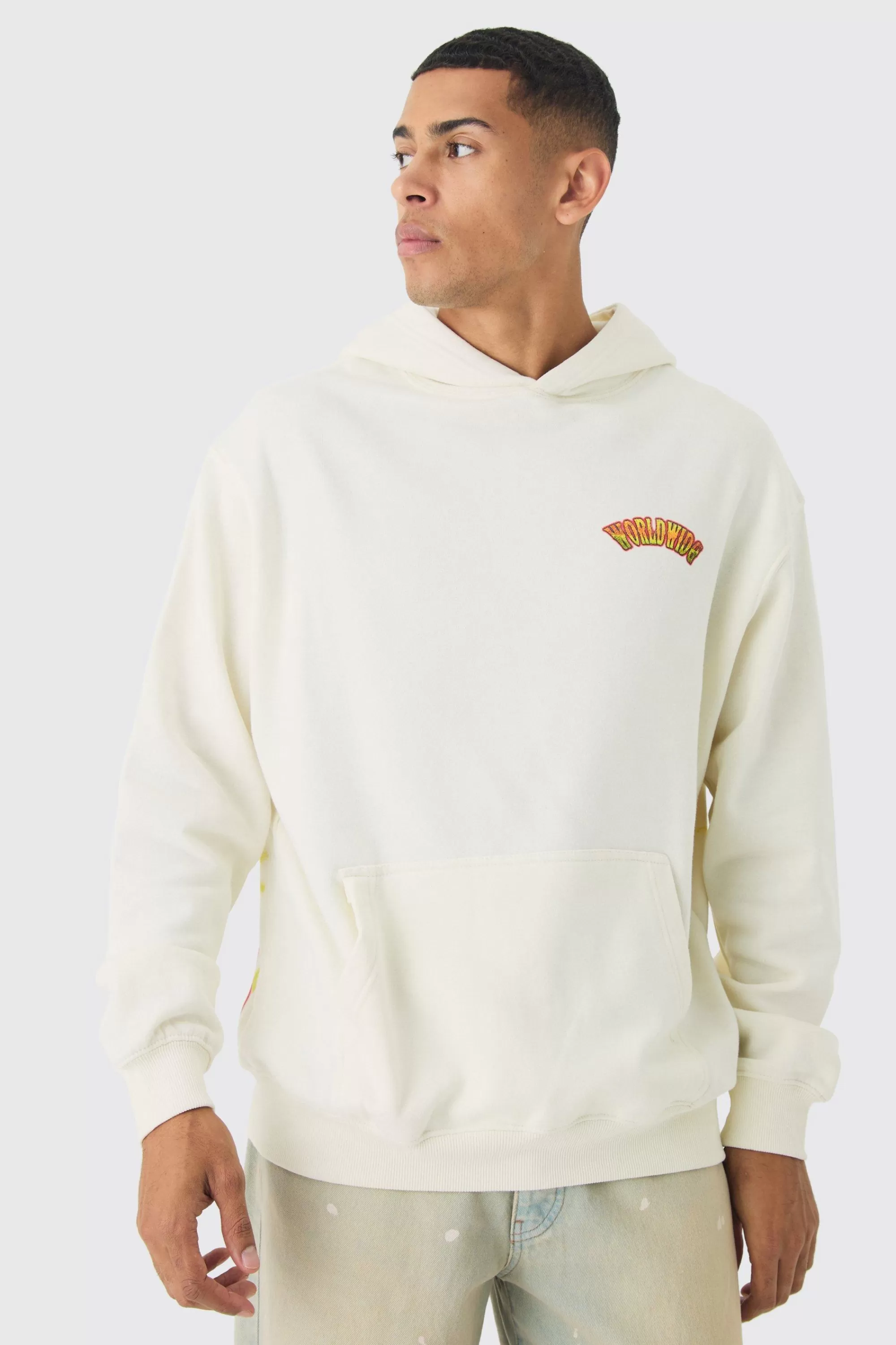 boohooMAN Oversized Over The Seams Ofcl Tour Back Graphic Hoodie | UK