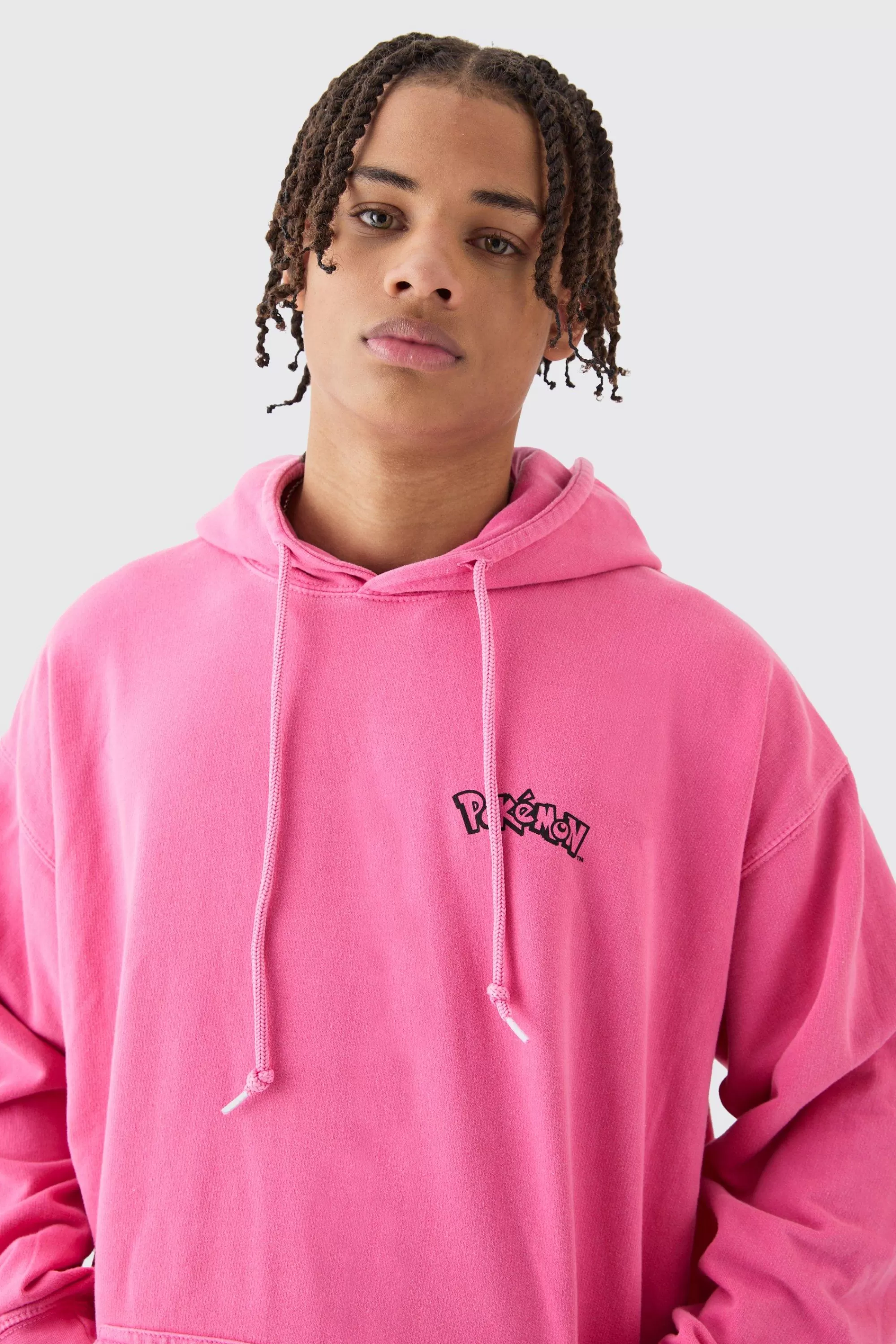 boohooMAN Oversized Overdye Pokemon Sylveon License Hoodie | UK