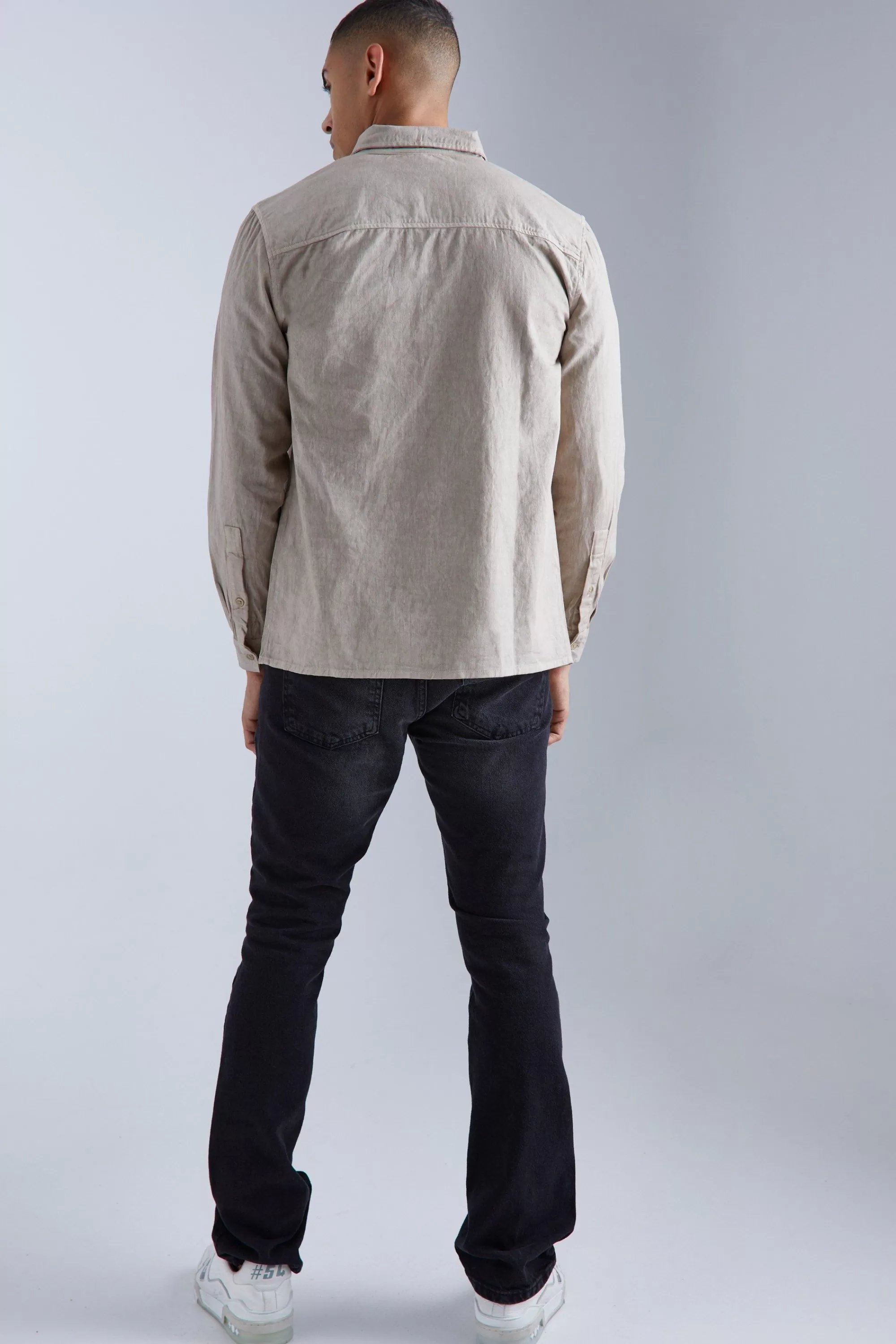 boohooMAN Oversized Overdyed Twill Overshirt | UK