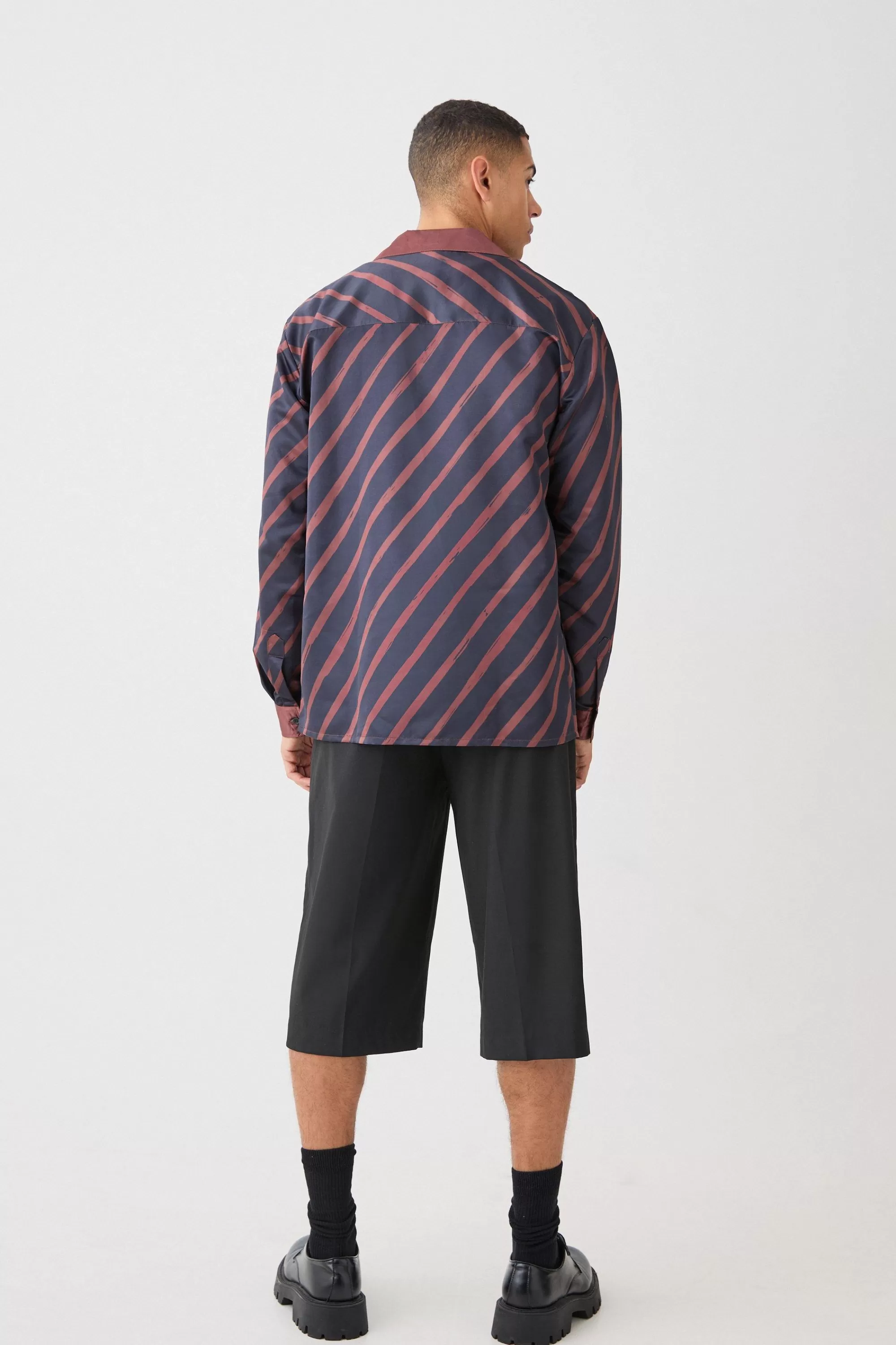 boohooMAN Oversized Panelled Long Sleeve Satin Shirt | UK