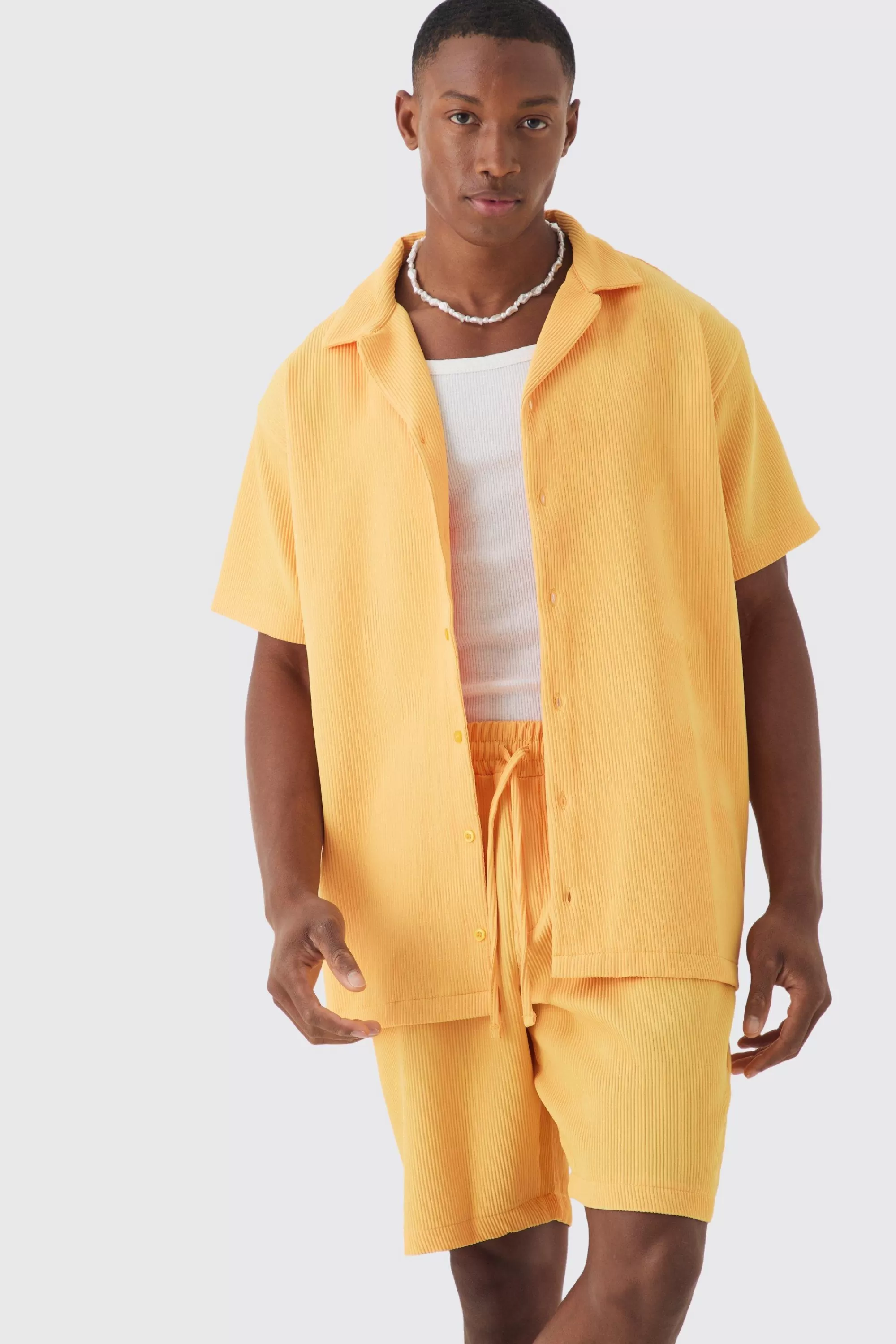 boohooMAN Oversized Pleated Shirt And Short | UK