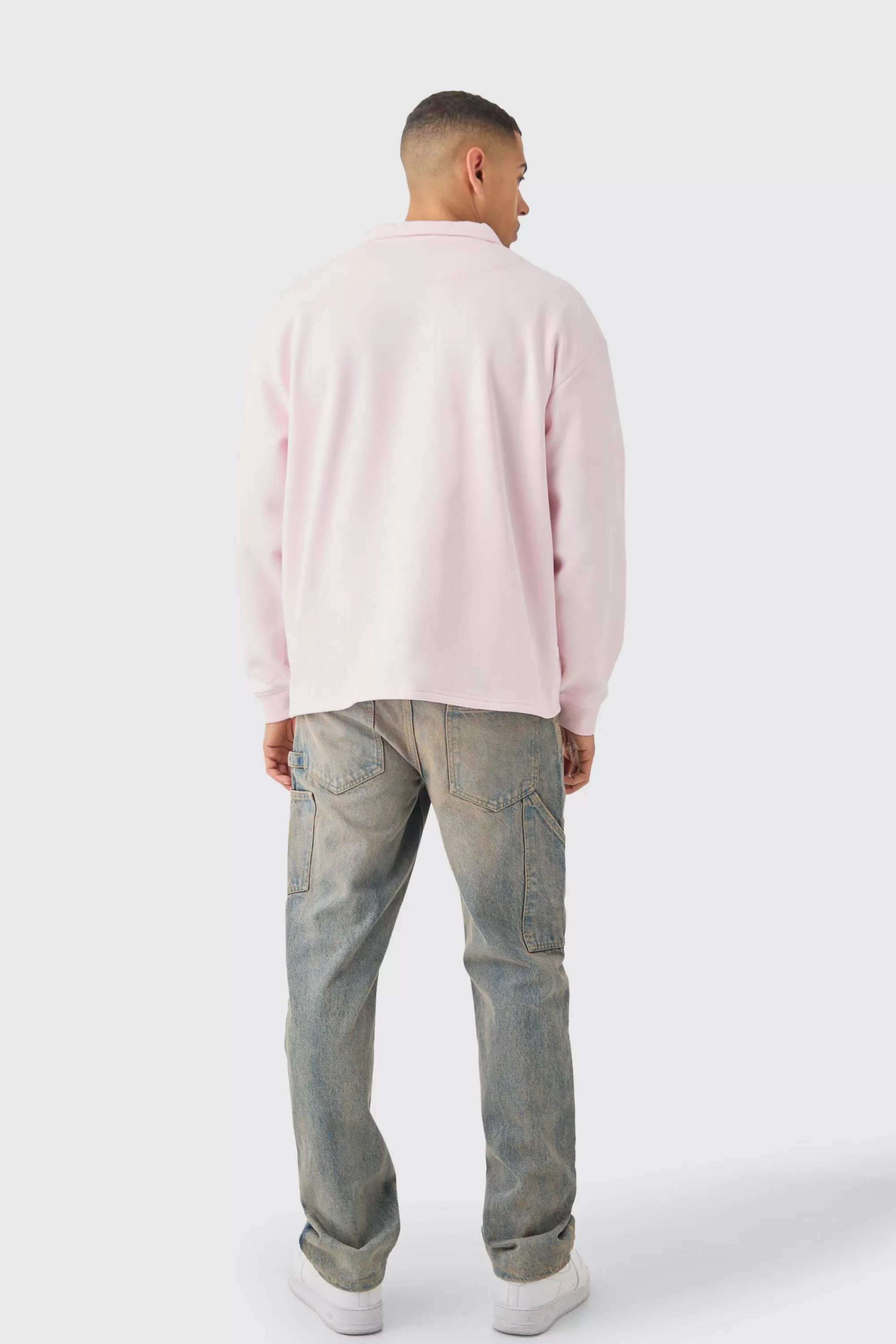 boohooMAN Oversized Revere Neck Rugby Polo | UK