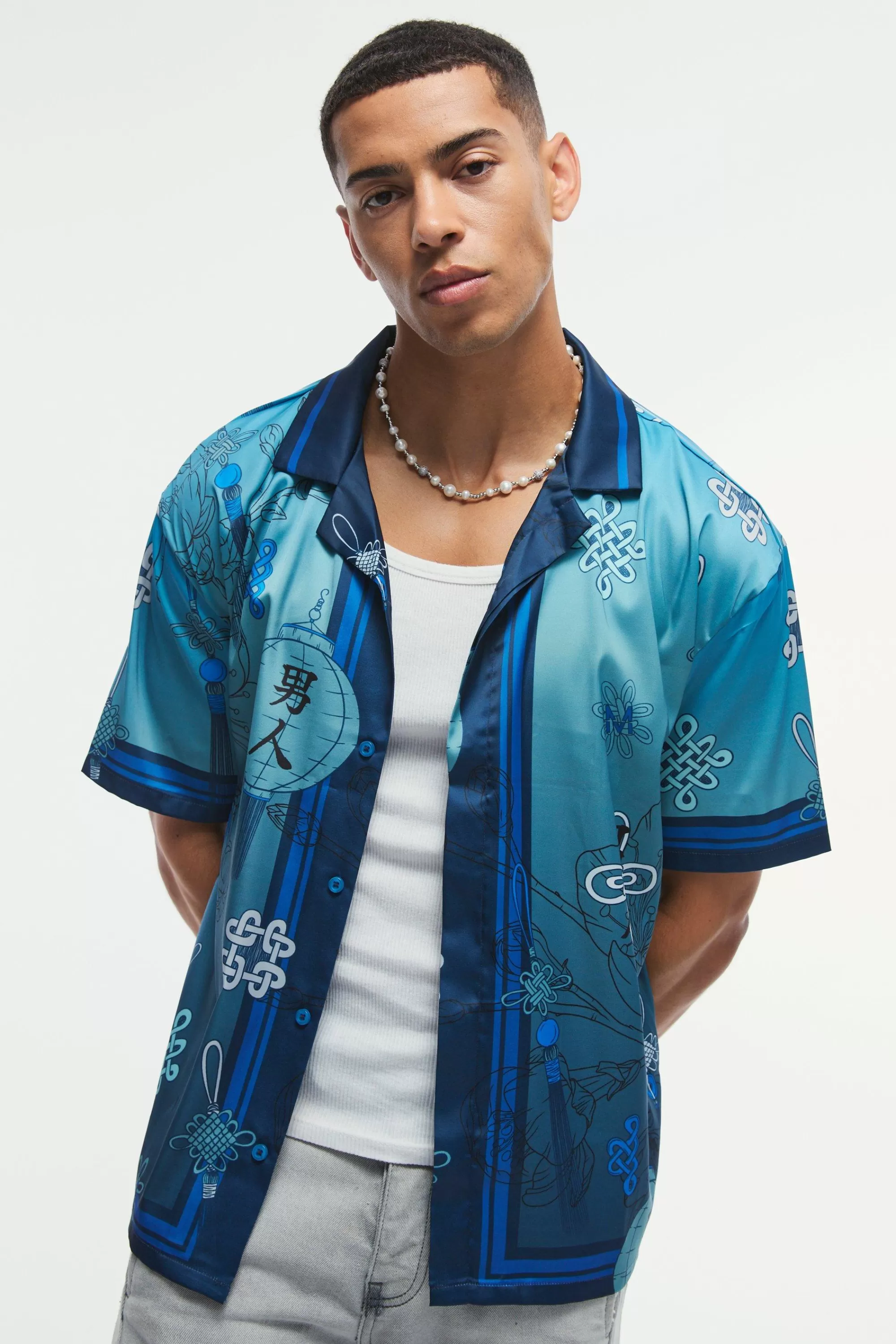boohooMAN Oversized Satin Floral Shirt | UK