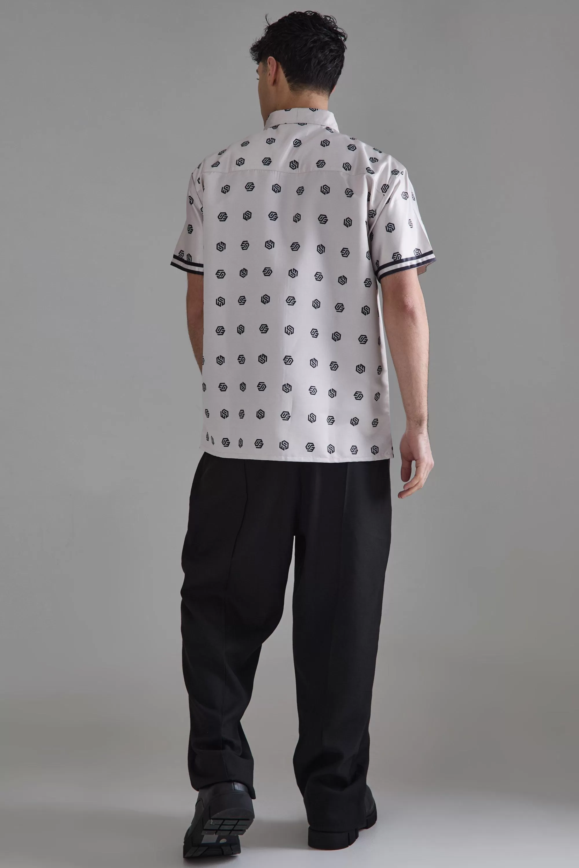 boohooMAN Oversized Short Sleeve Detailed Satin Shirt | UK