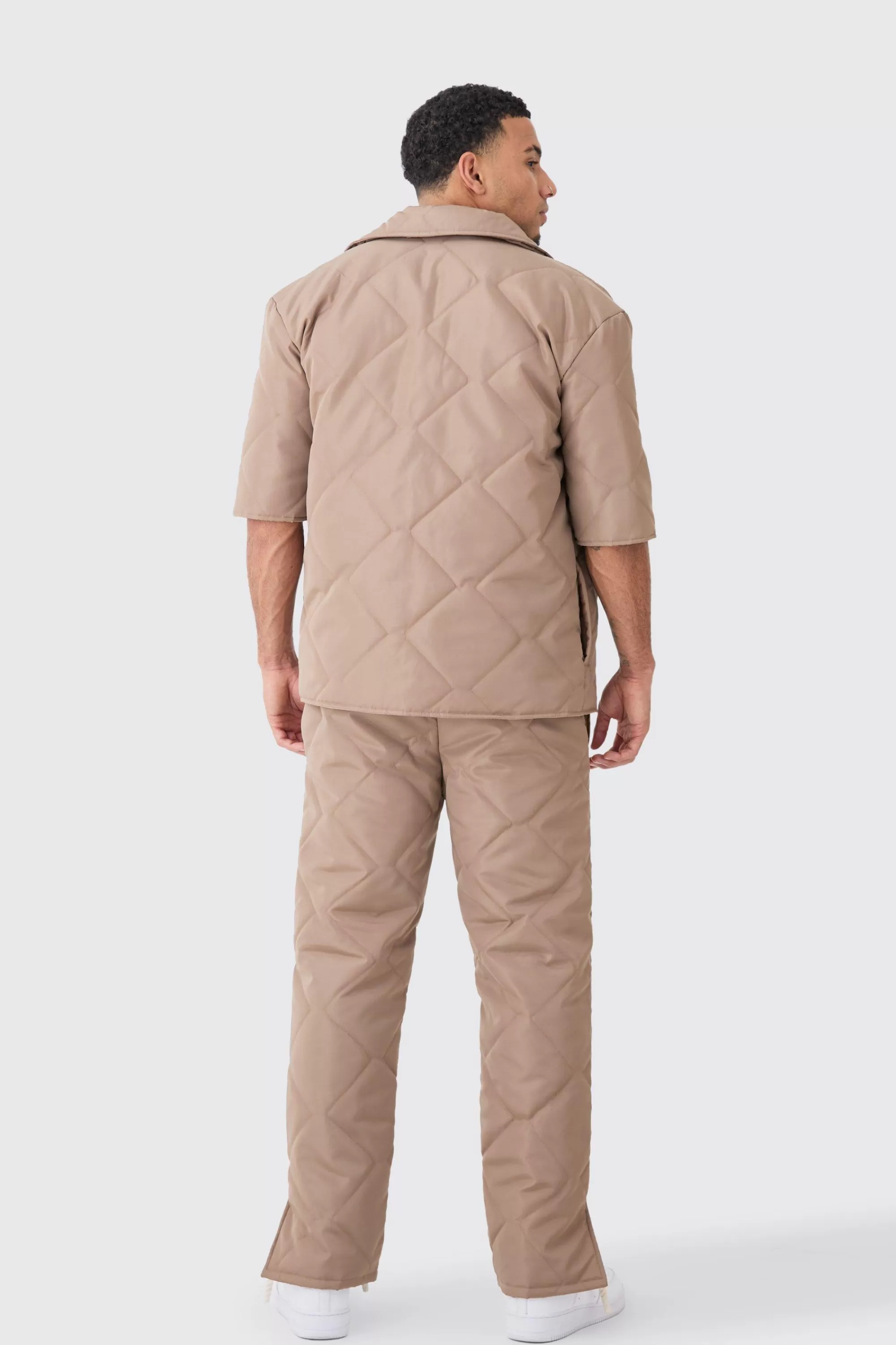 boohooMAN Oversized Short Sleeve Quilted Set | UK