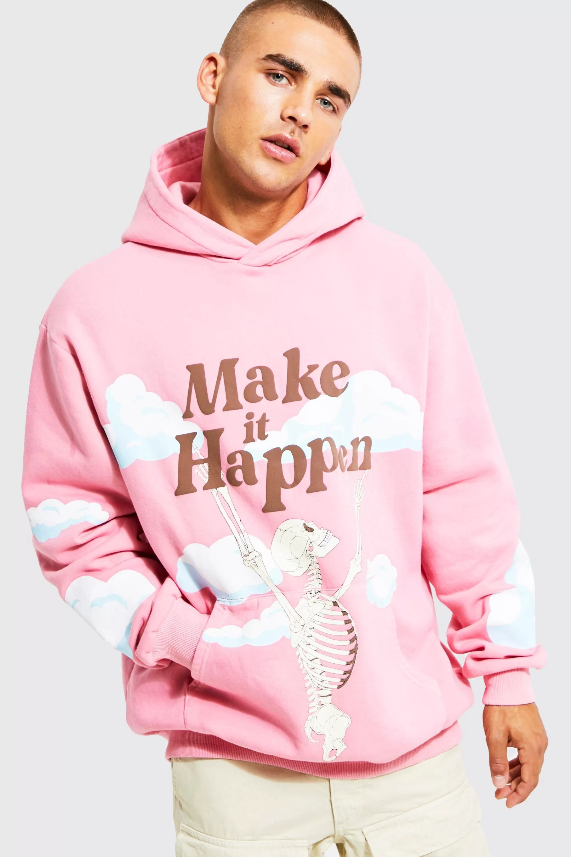boohooMAN Oversized Skeleton Graphic Hoodie | UK