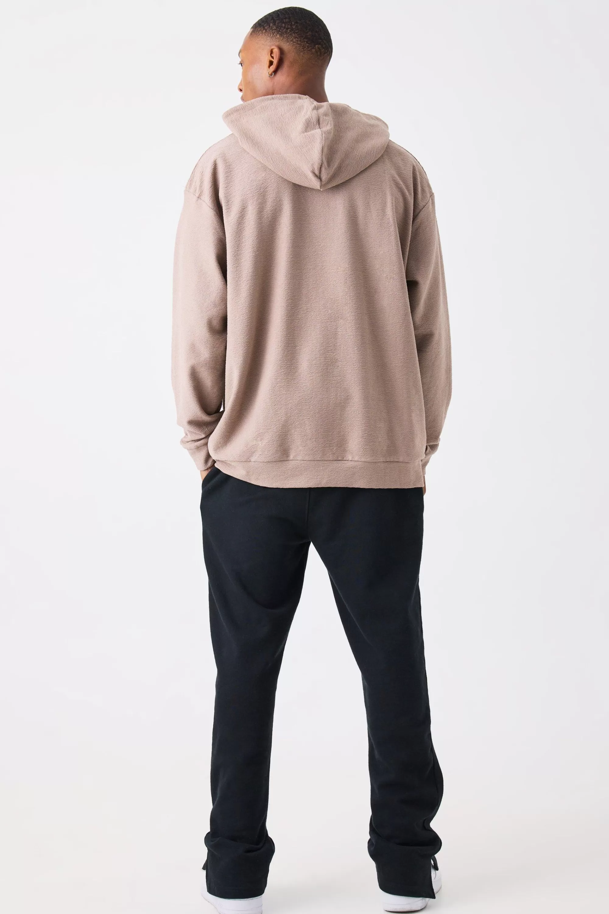 boohooMAN Oversized Slub Interlock Hoodie | UK