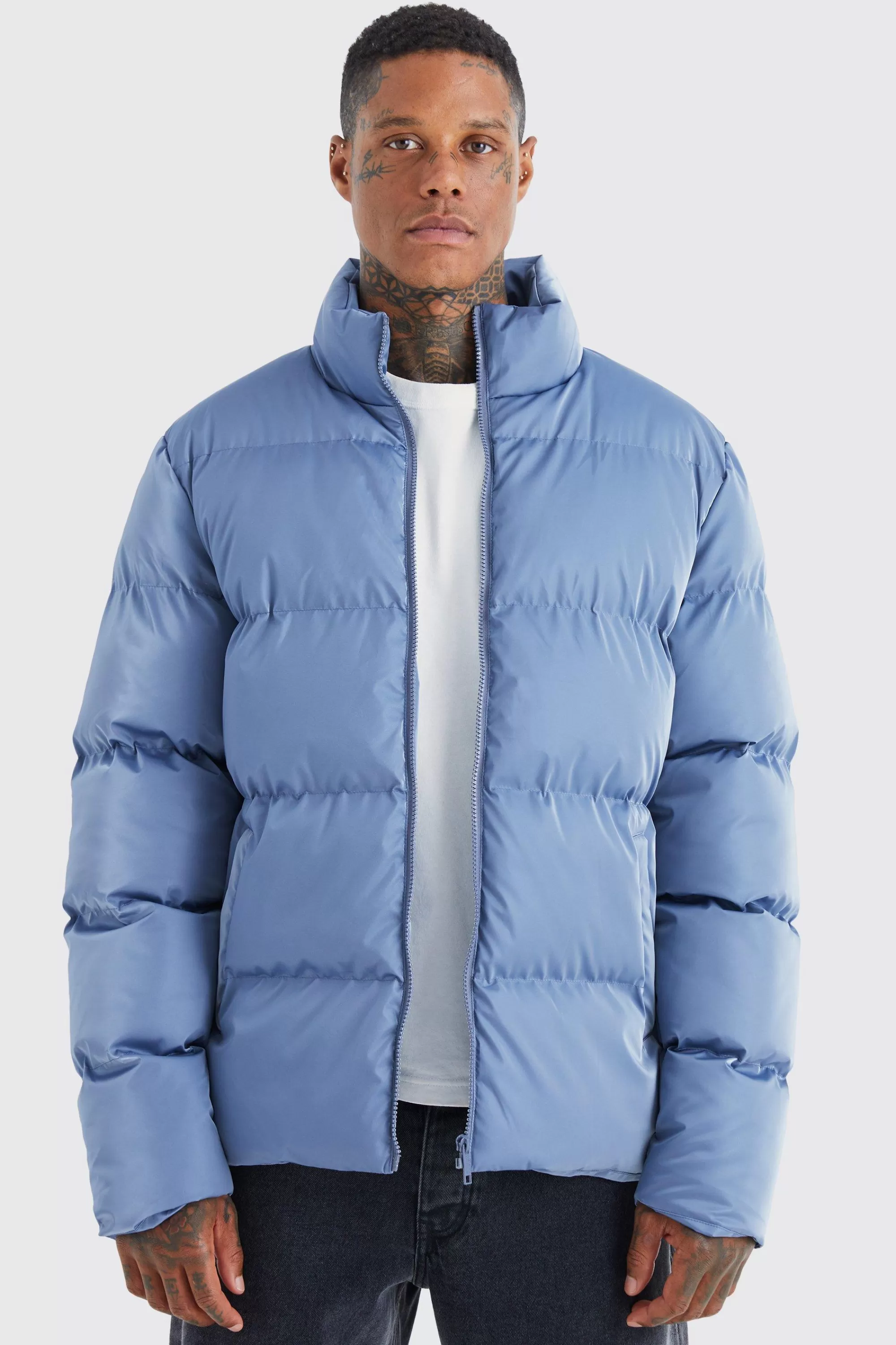 boohooMAN Oversized Soft Sheen Nylon Puffer | UK