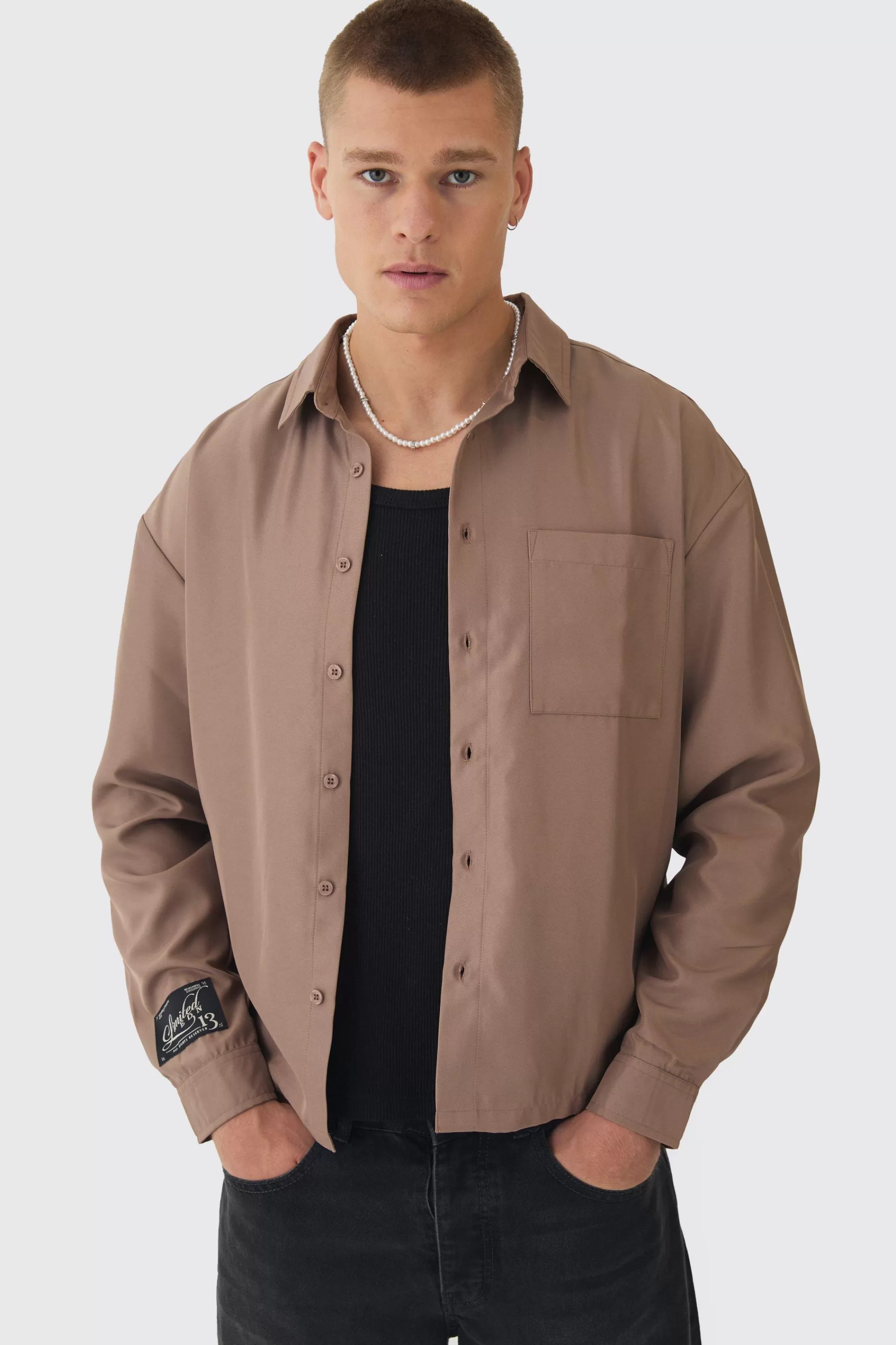 boohooMAN Oversized Soft Twill Long Sleeve Shirt | UK