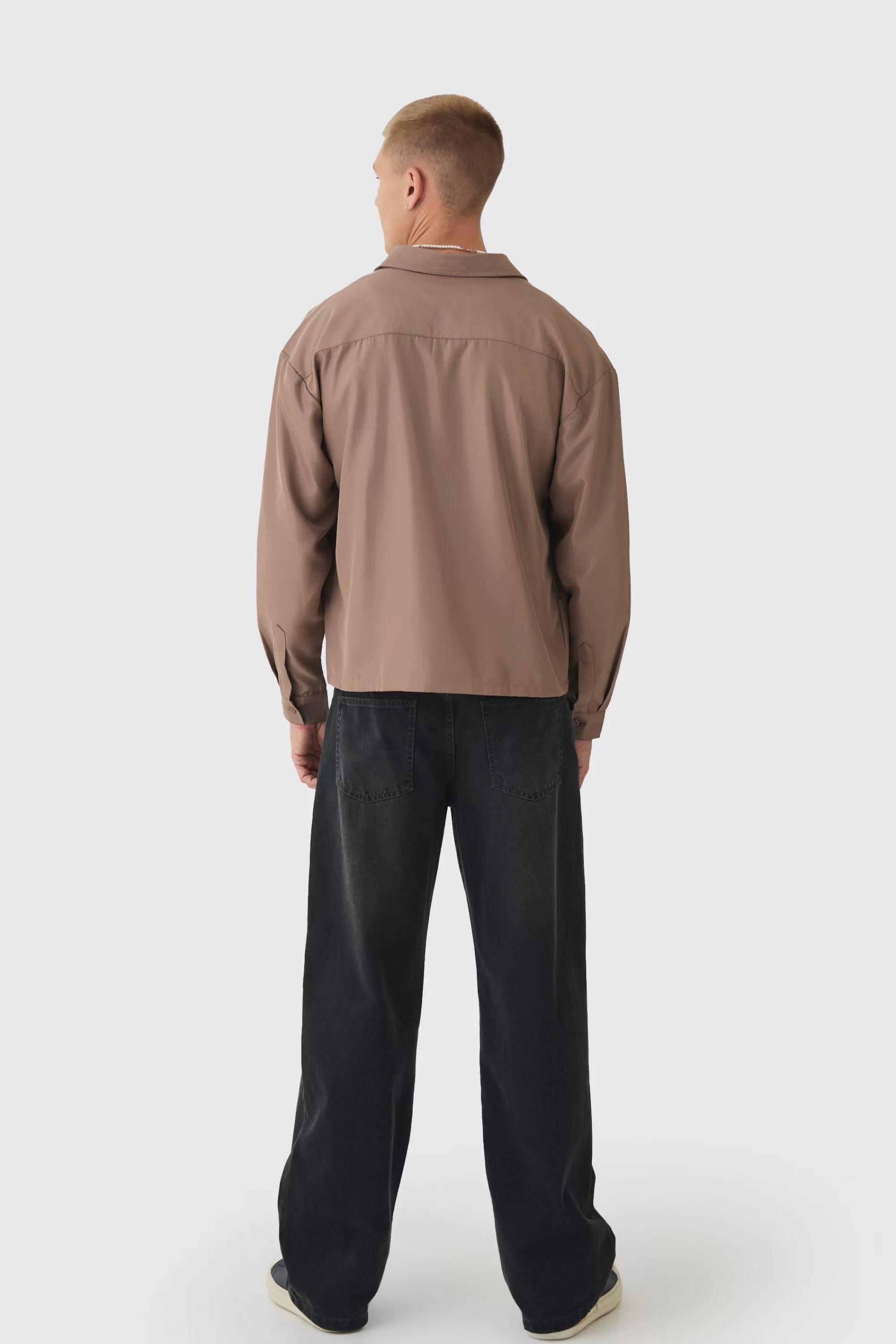 boohooMAN Oversized Soft Twill Long Sleeve Shirt | UK