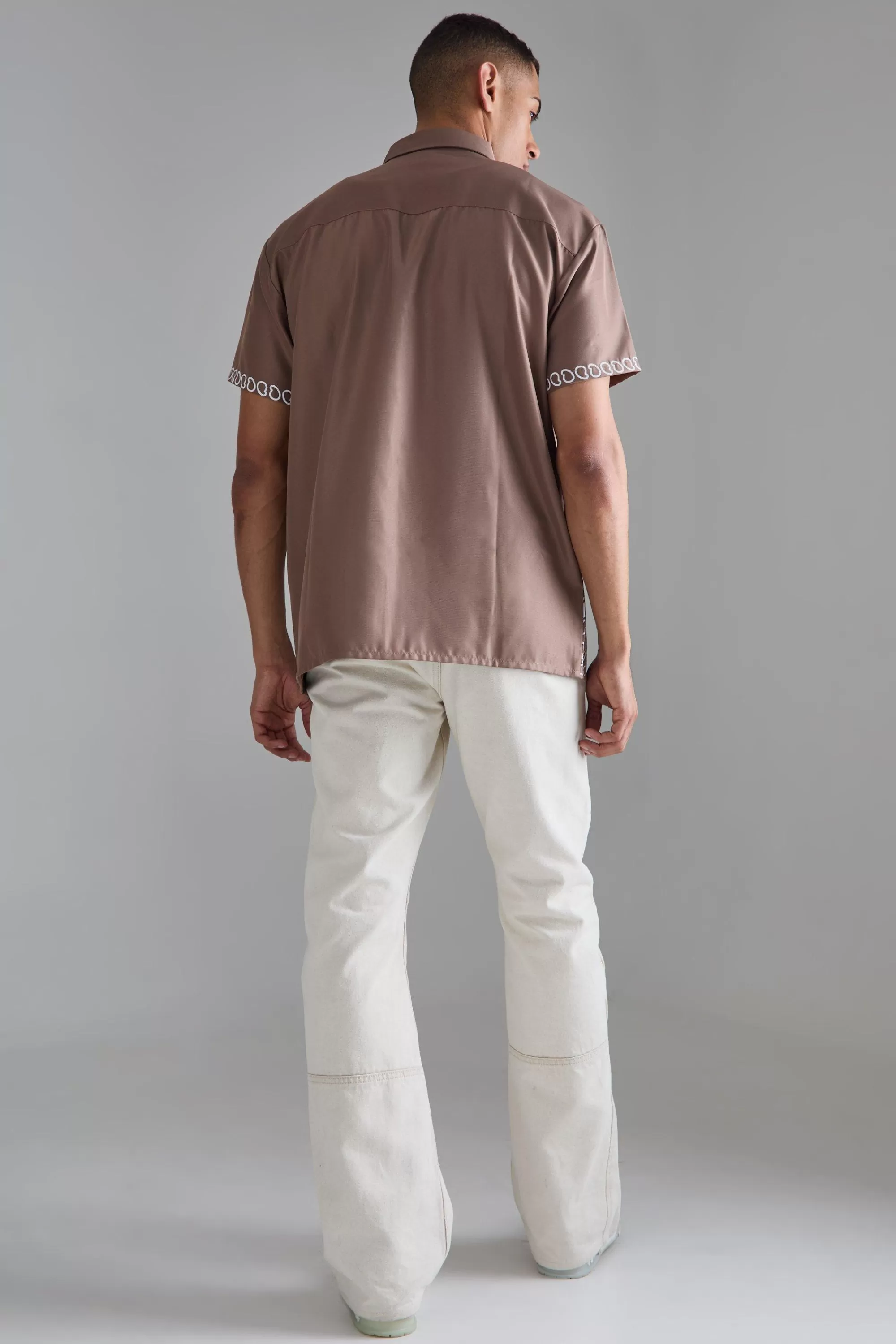 boohooMAN Oversized Soft Twill Printed Hem Shirt | UK