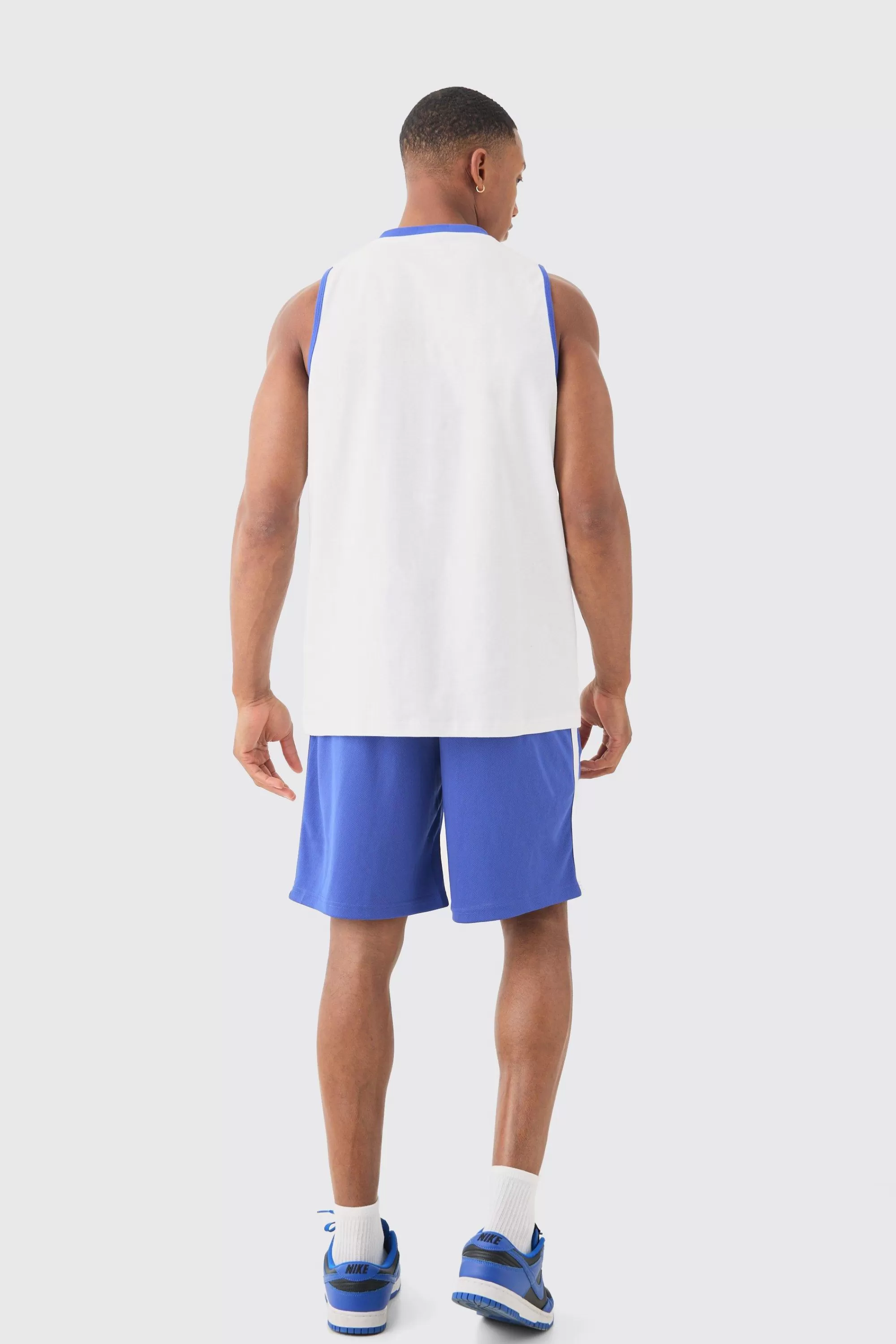 boohooMAN Oversized Sonic The Hedgehog License Mesh Vest And Short Set | UK
