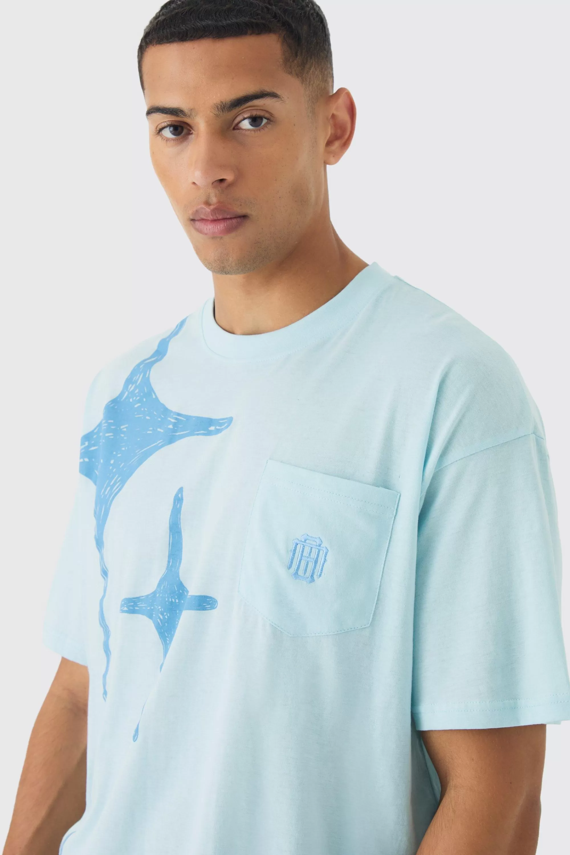 boohooMAN Oversized Star Graphic Short Lounge Set | UK