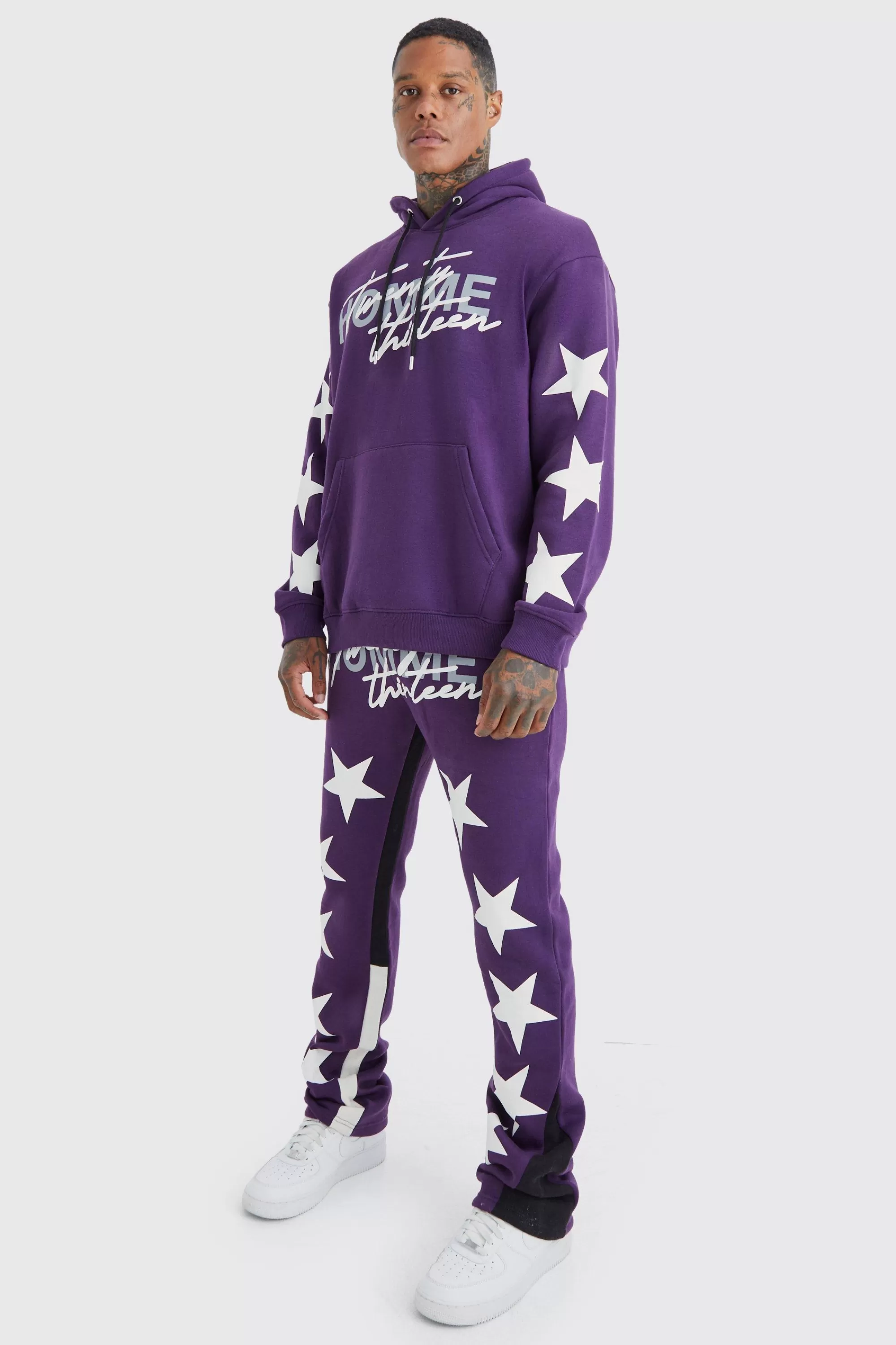 boohooMAN Oversized Star Homme Print Tracksuit | UK