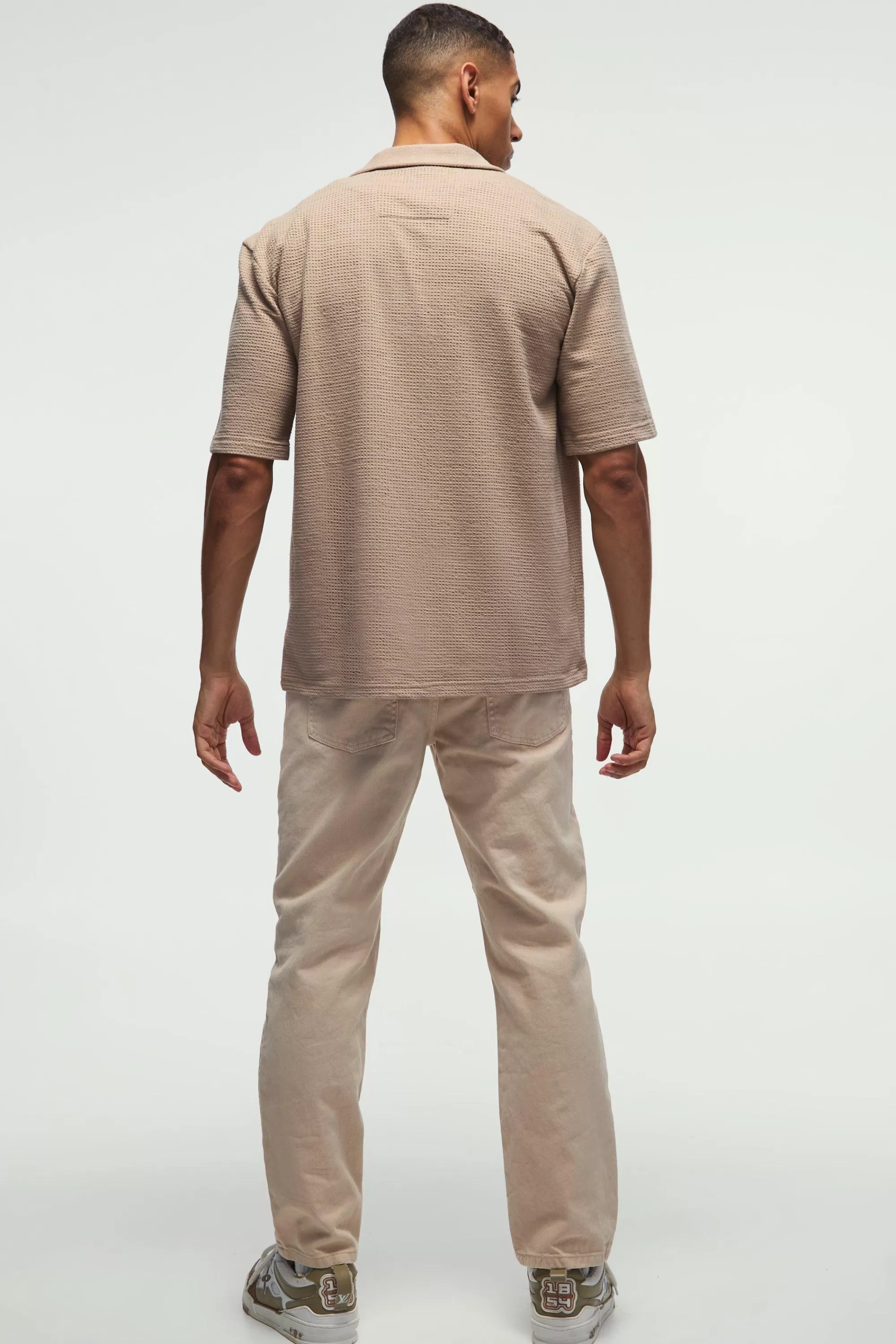 boohooMAN Oversized Waffle Jersey Shirt | UK