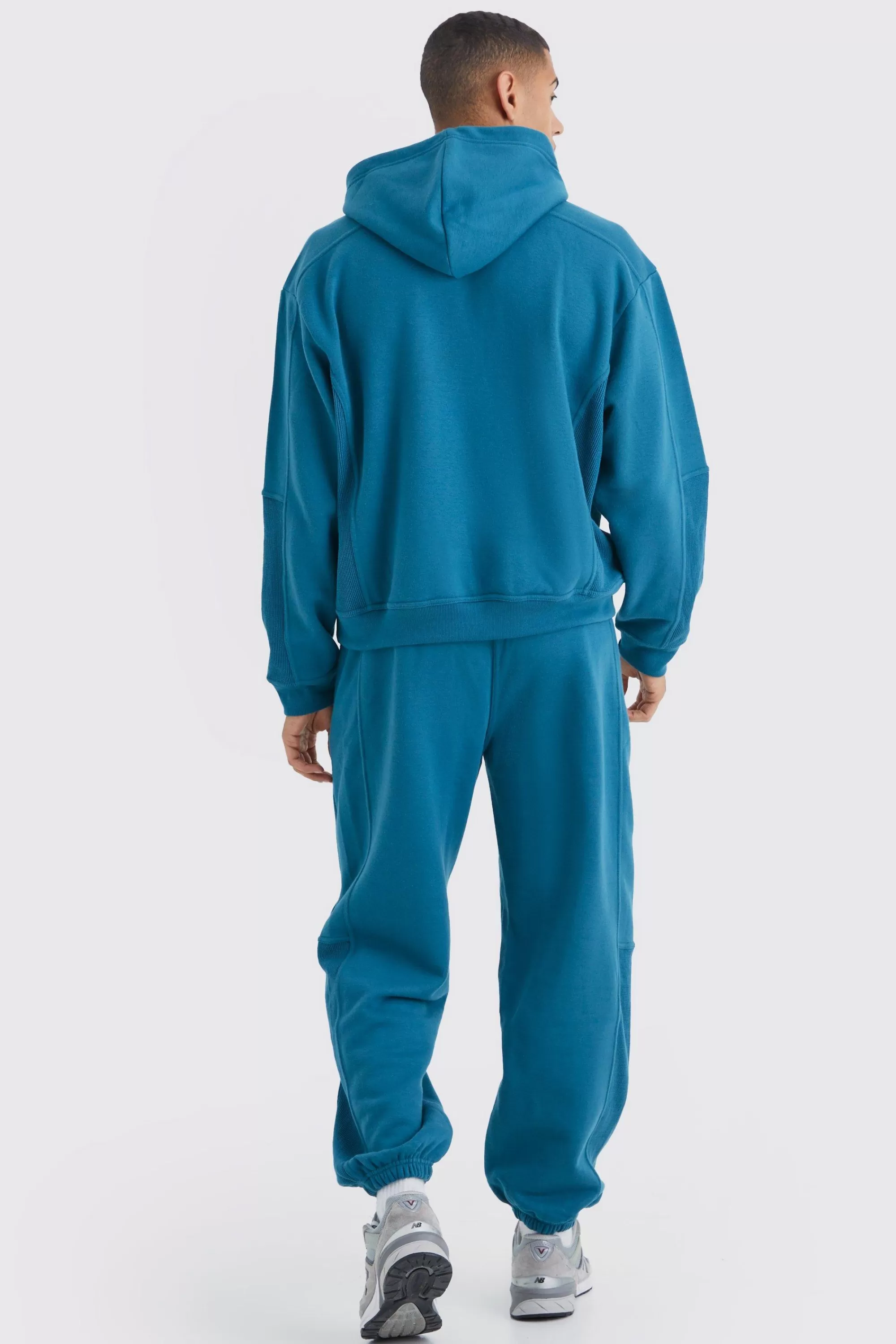 boohooMAN Oversized Waffle Panel Hooded Tracksuit | UK