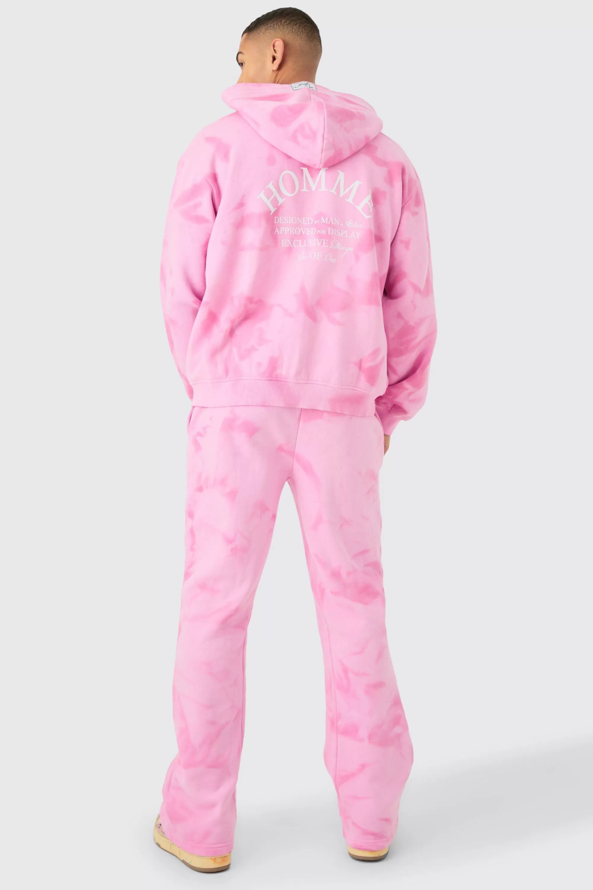 boohooMAN Oversized Washed Homme Paint Splatter Zip Through Tracksuit | UK