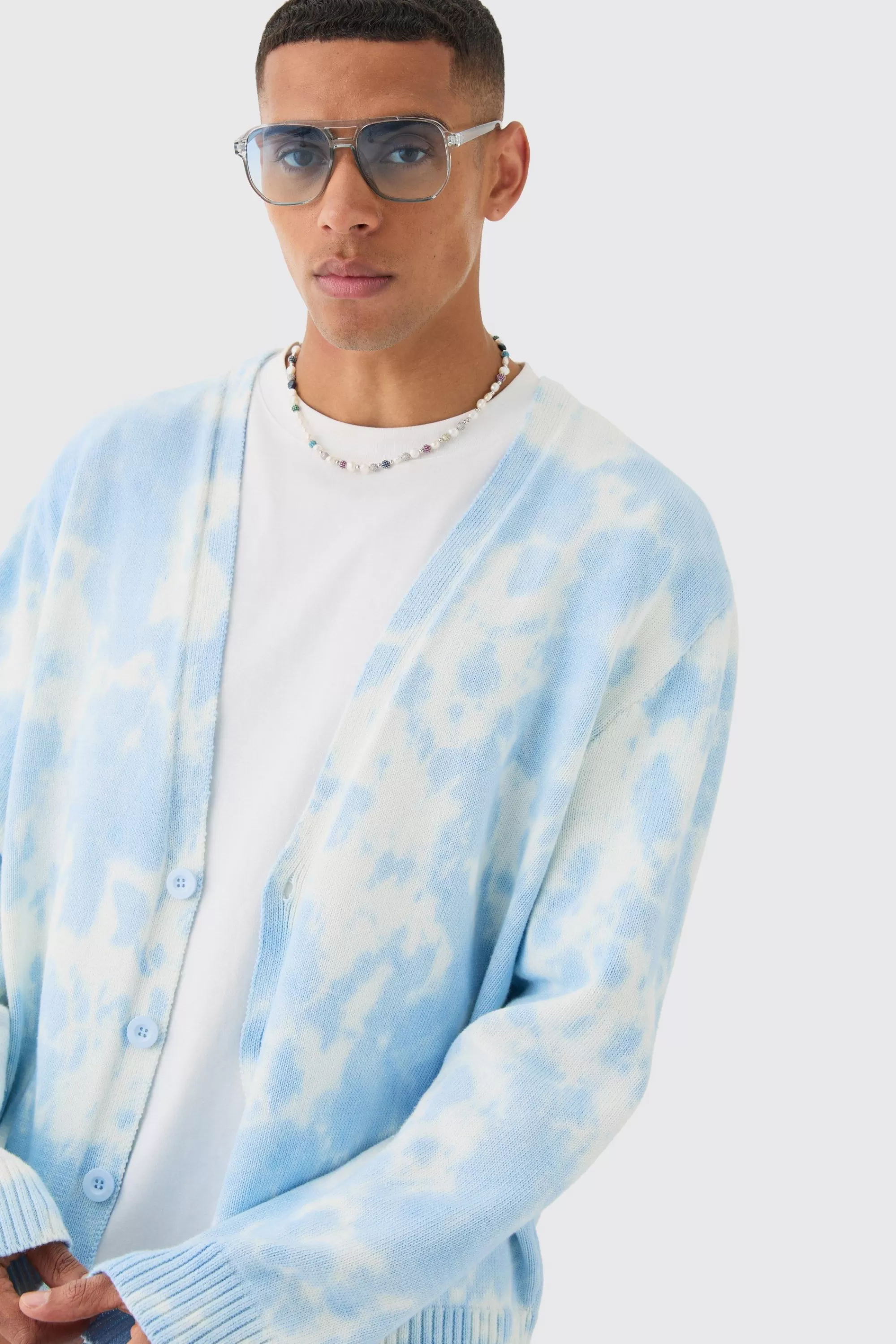boohooMAN Oversized Washed Knitted Cardigan In | UK