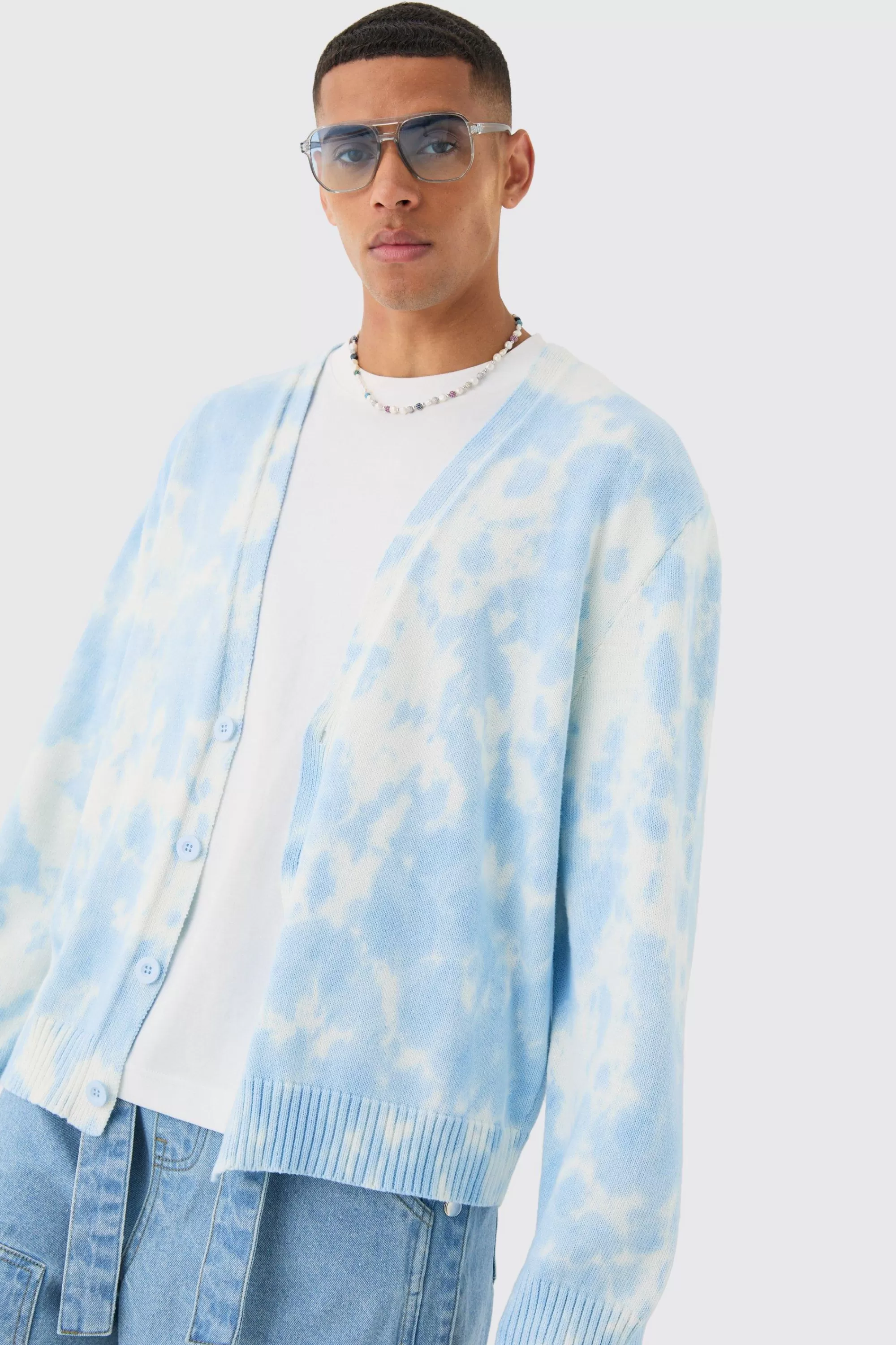 boohooMAN Oversized Washed Knitted Cardigan In | UK
