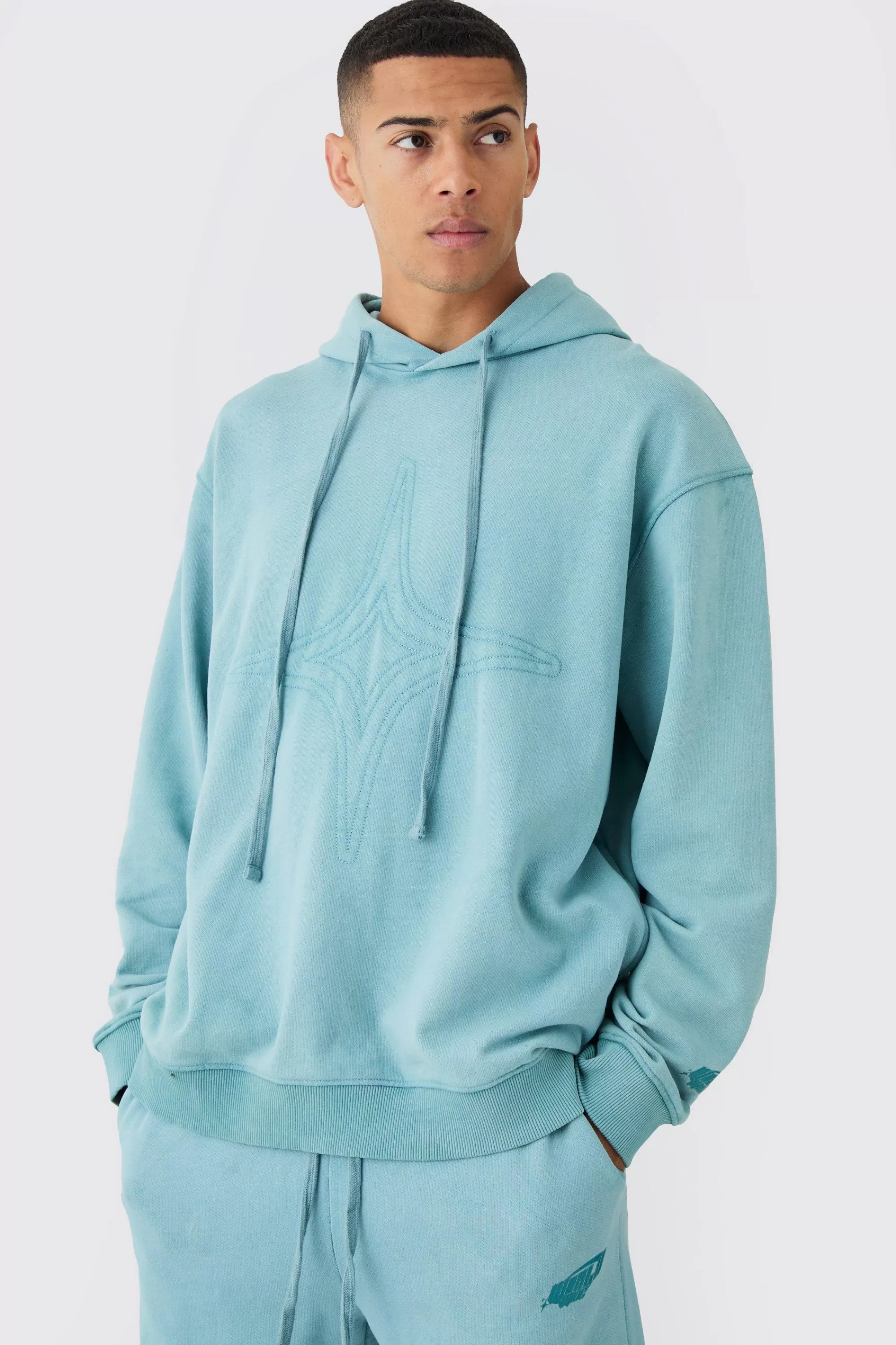 boohooMAN Oversized Washed Quilted Hoodie | UK