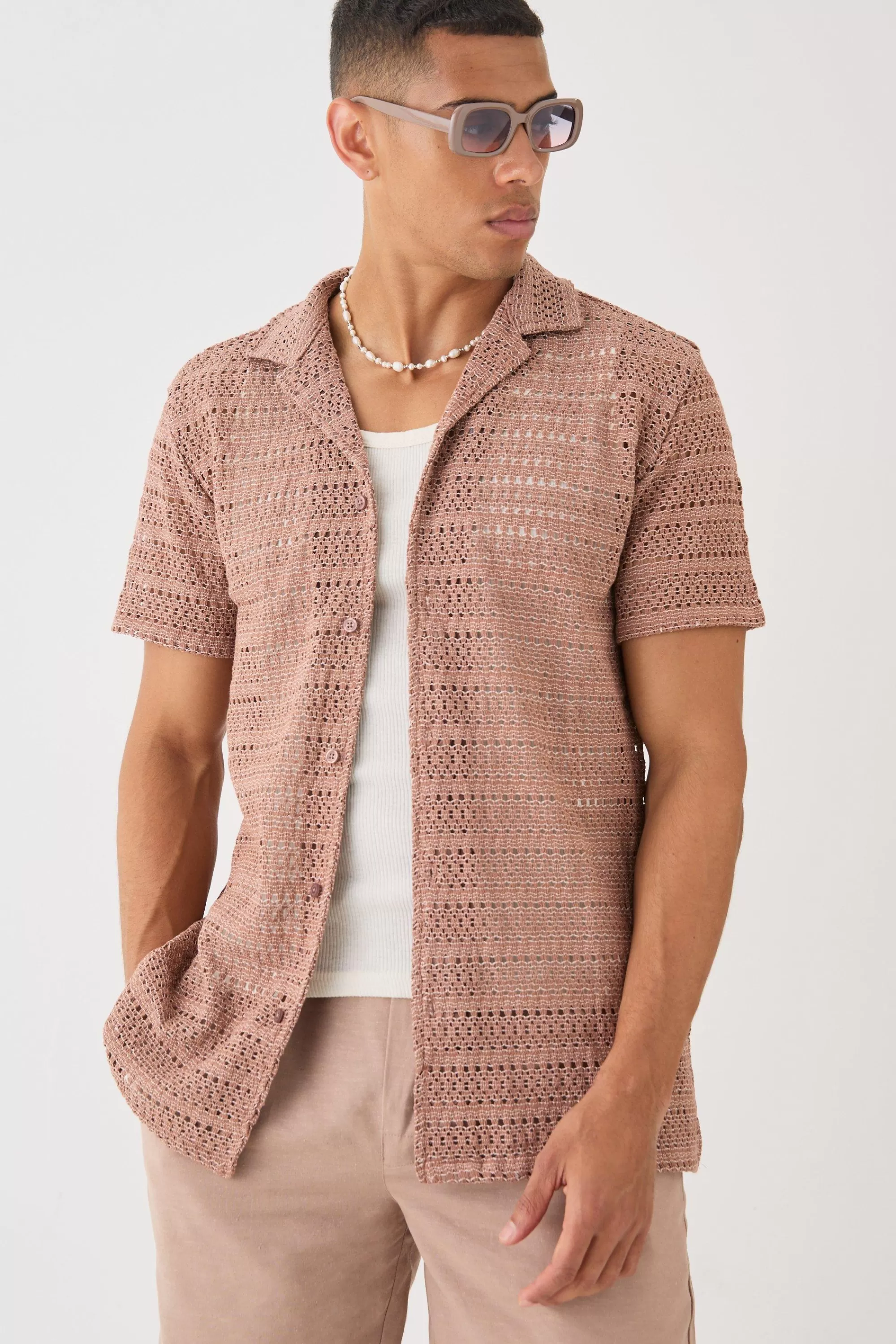 boohooMAN Oversized Weave Look Shirt | UK