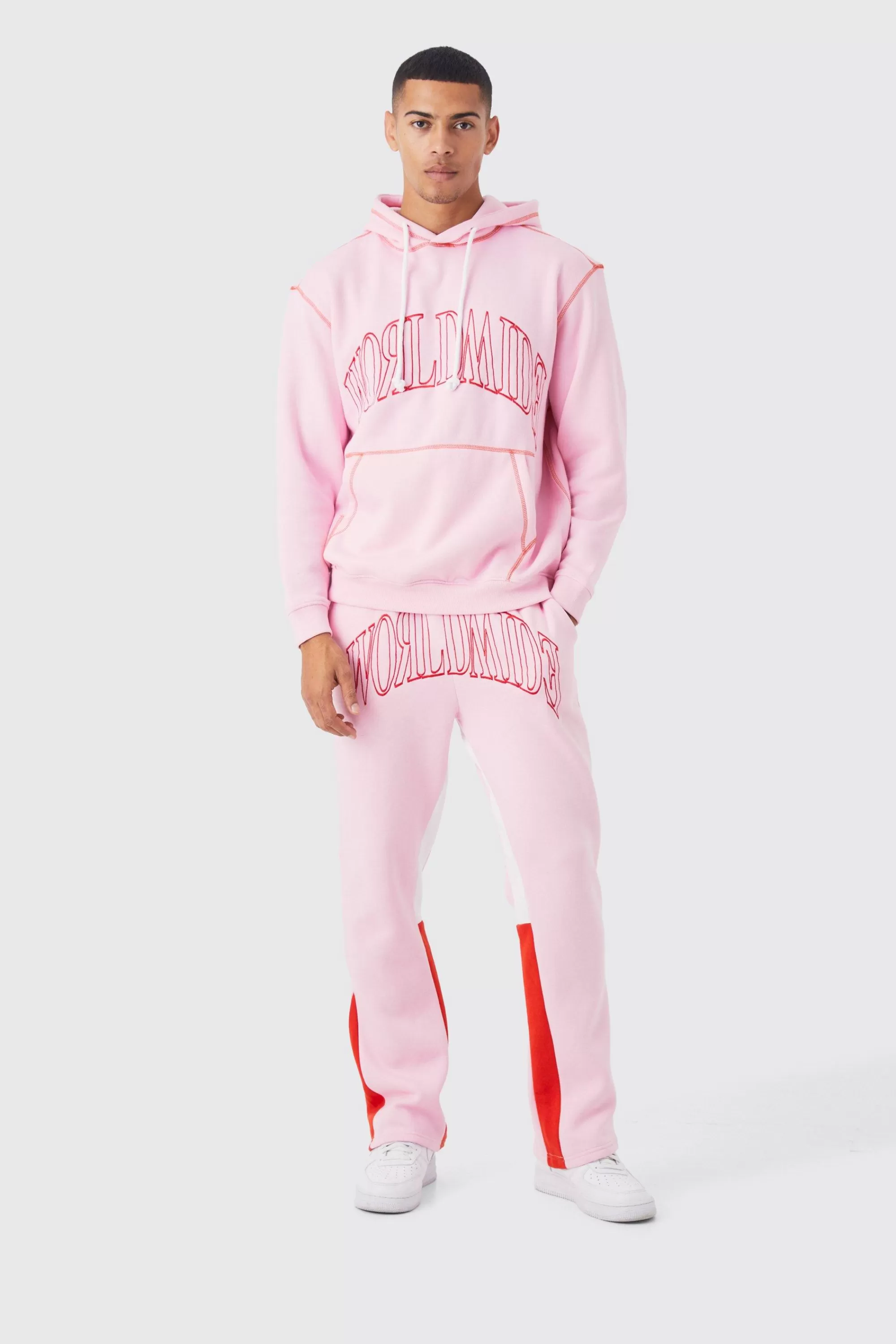 boohooMAN Oversized Worldwide Hooded Gusset Tracksuit | UK