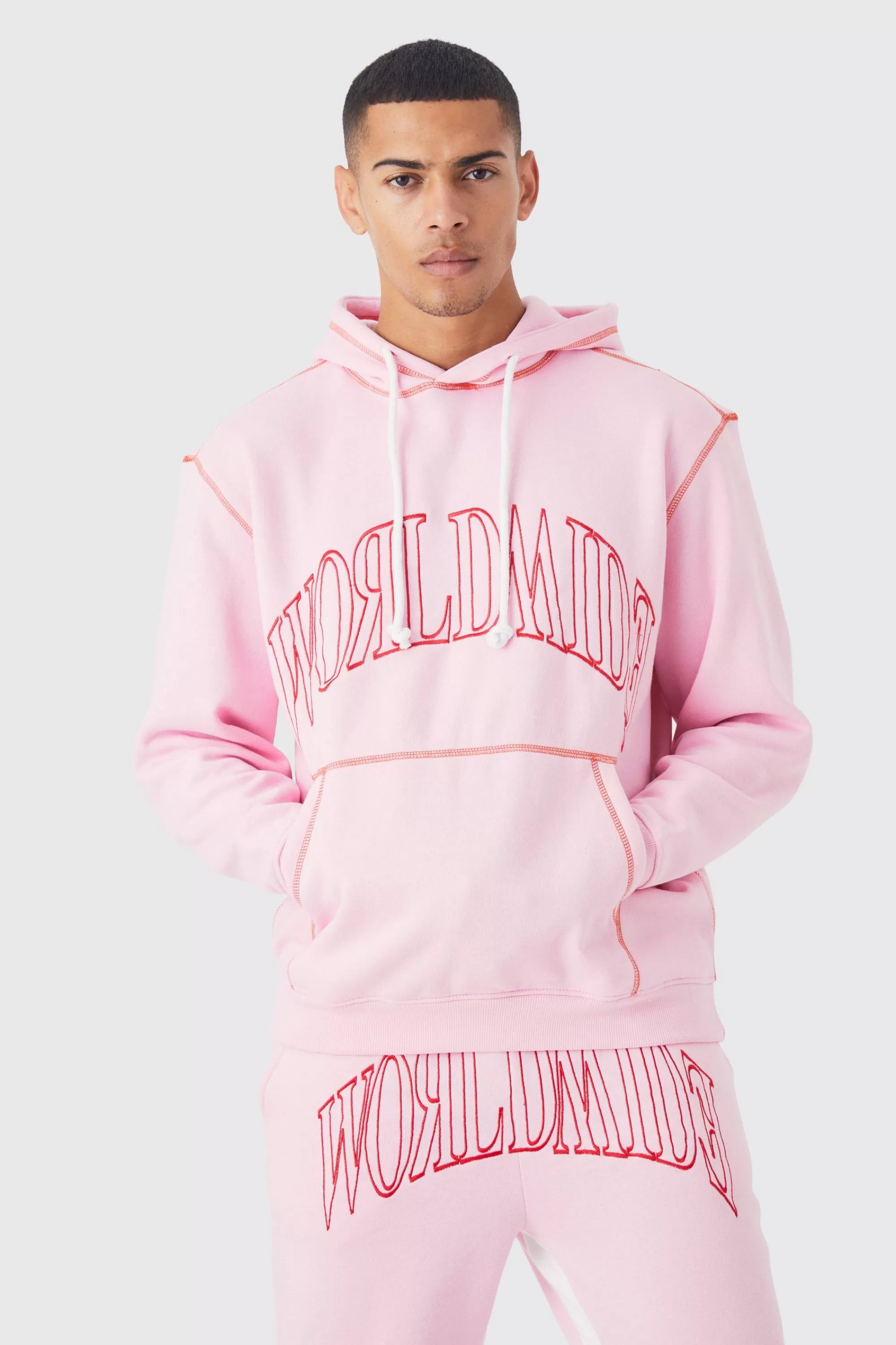 boohooMAN Oversized Worldwide Hooded Gusset Tracksuit | UK