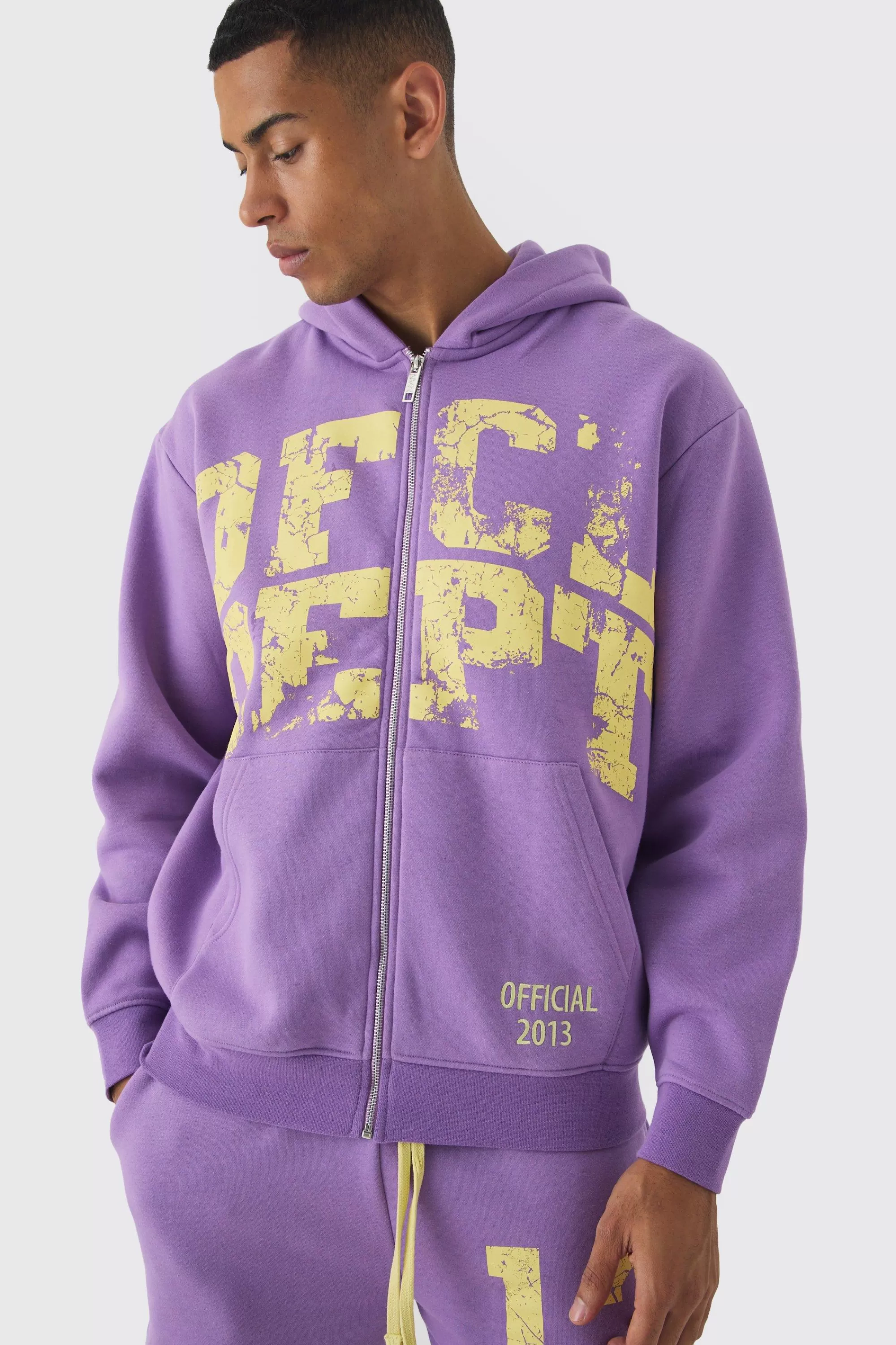 boohooMAN Oversized Zip Through OFCL Gusset Hooded Tracksuit | UK