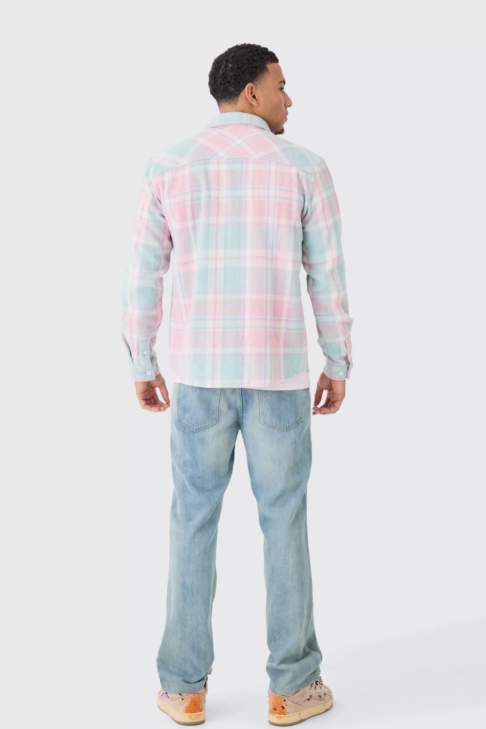 boohooMAN Pastel Check Overshirt | UK