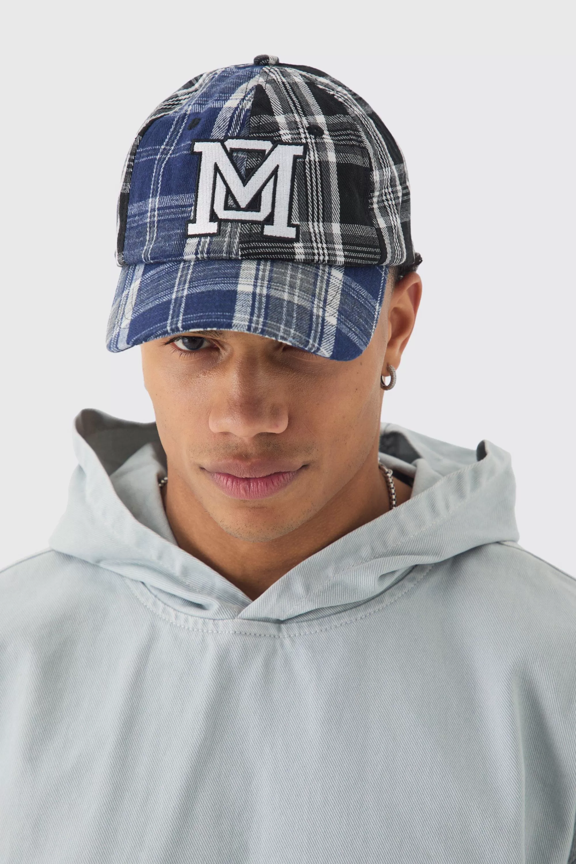 boohooMAN Patchwork Applique Cap In | UK