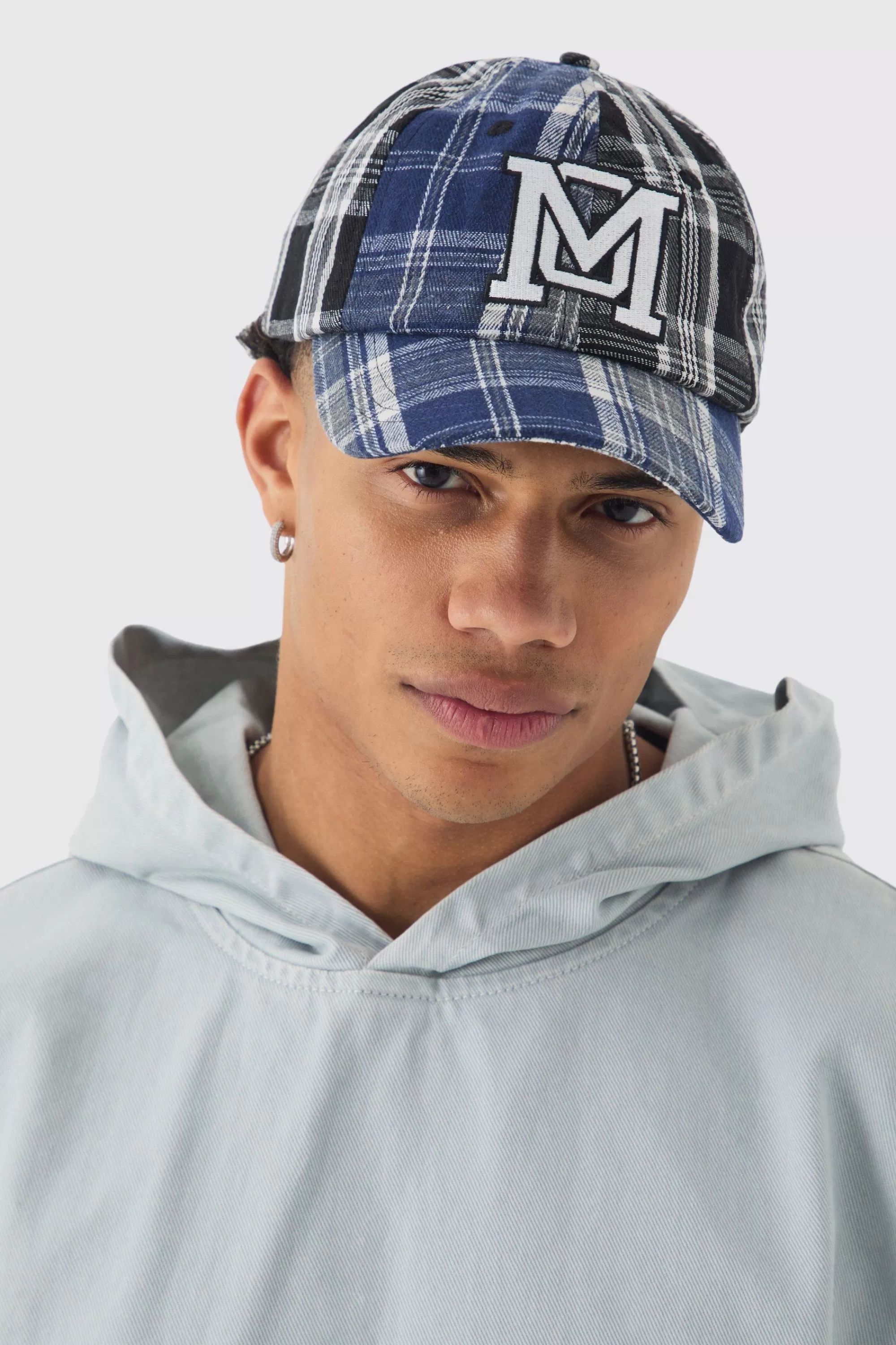 boohooMAN Patchwork Applique Cap In | UK