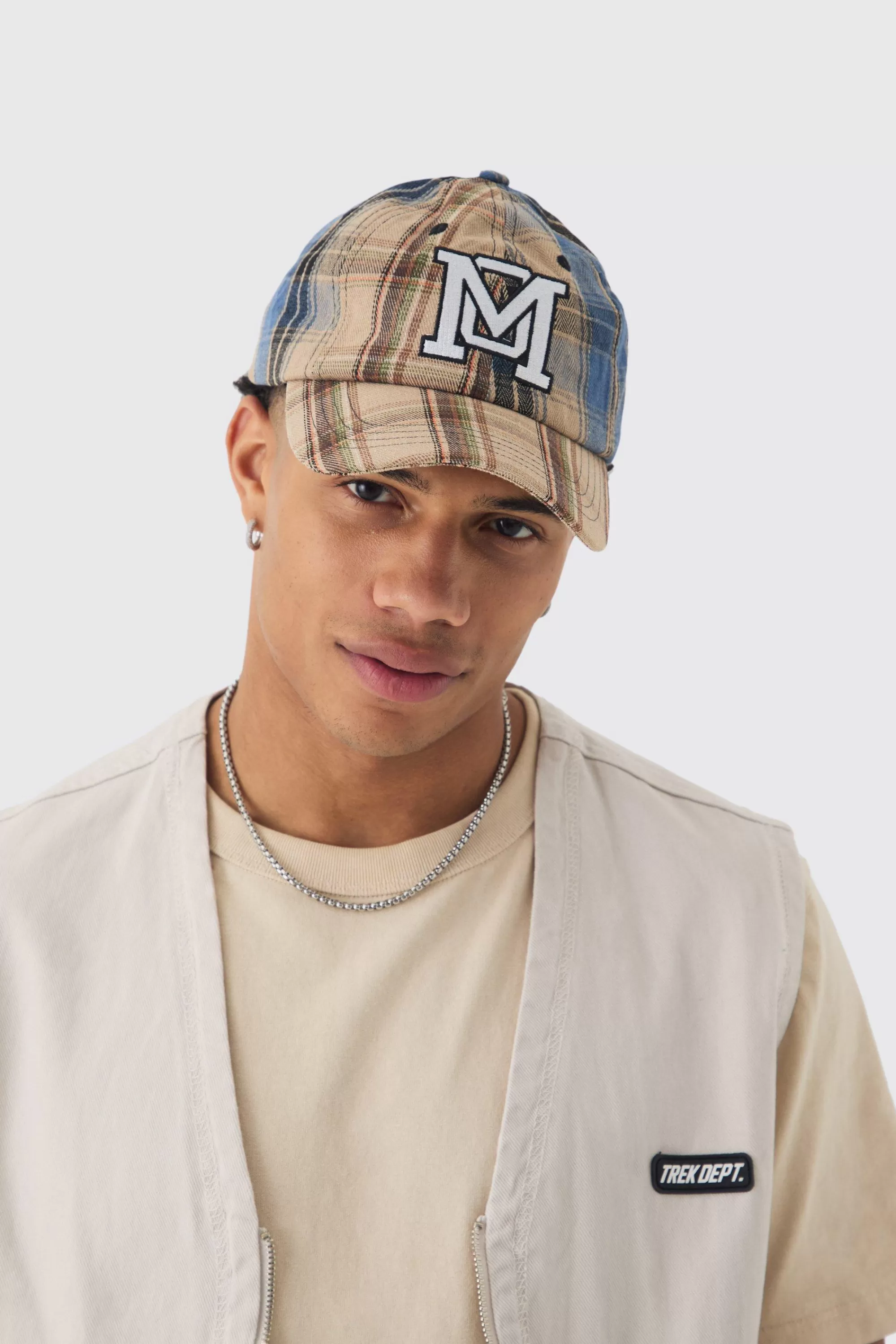 boohooMAN Patchwork Applique Cap In | UK