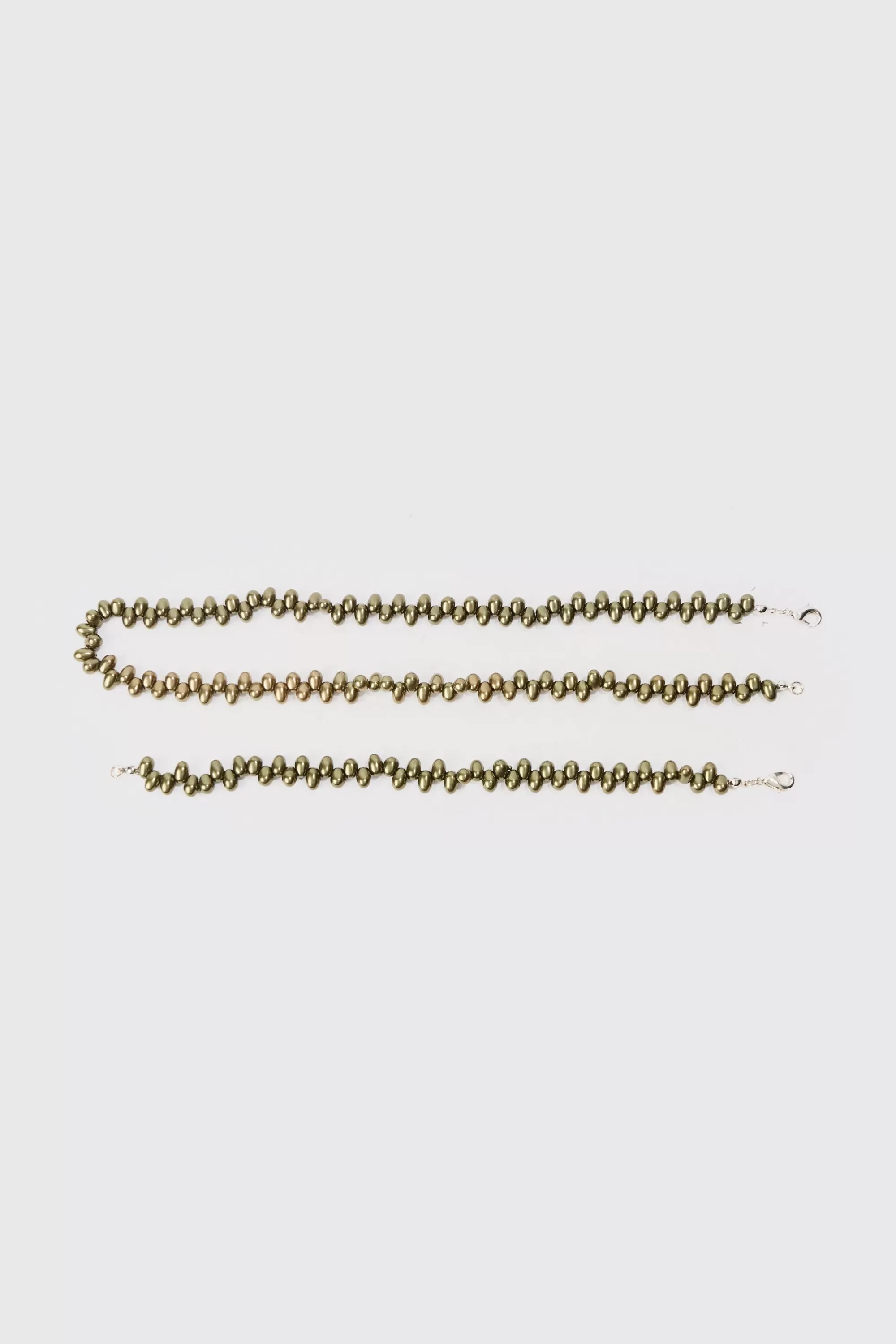 boohooMAN Pearl Bead Necklace & Bracelet Set In | UK