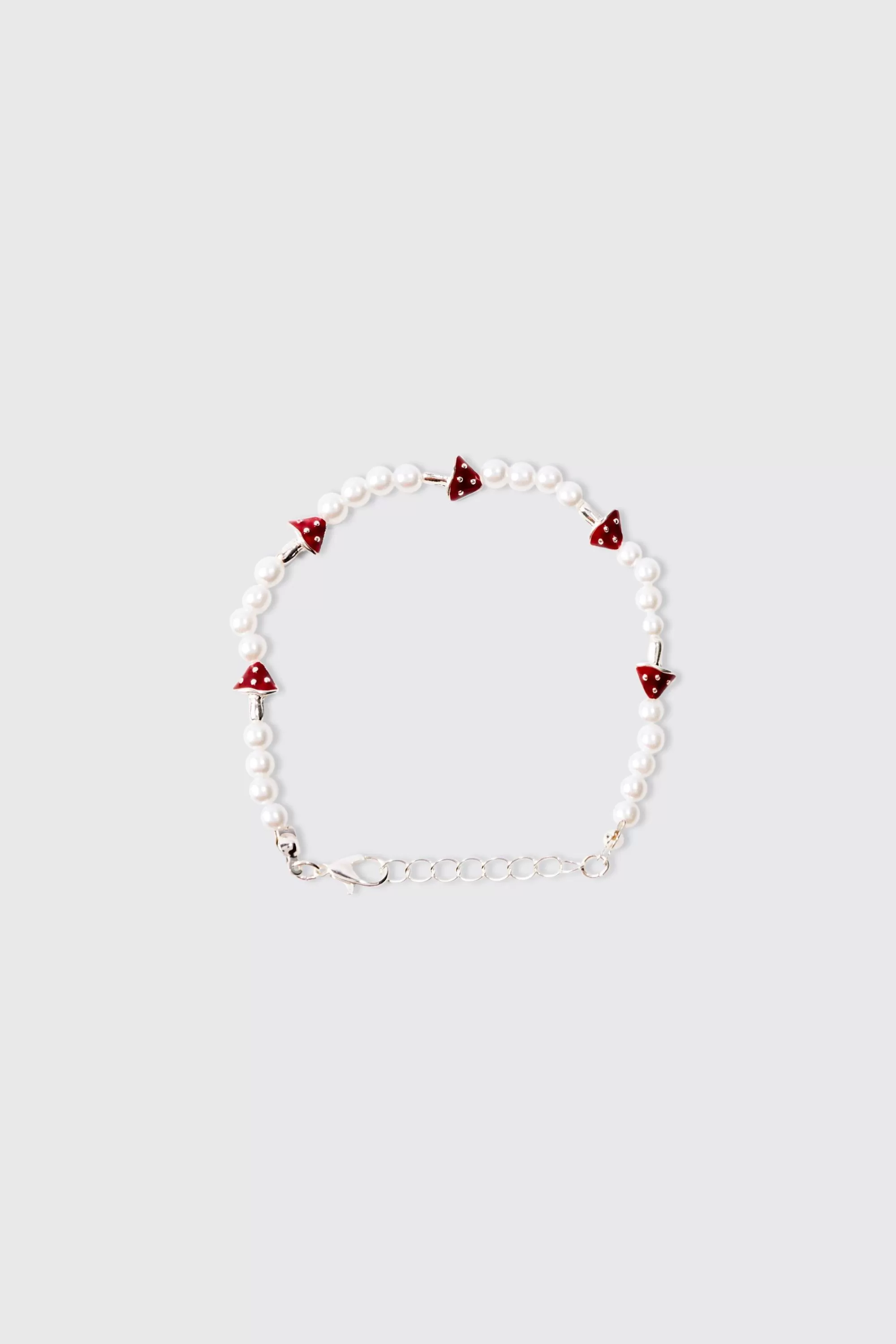 boohooMAN Pearl Mushroom Pendant Bracelet | UK