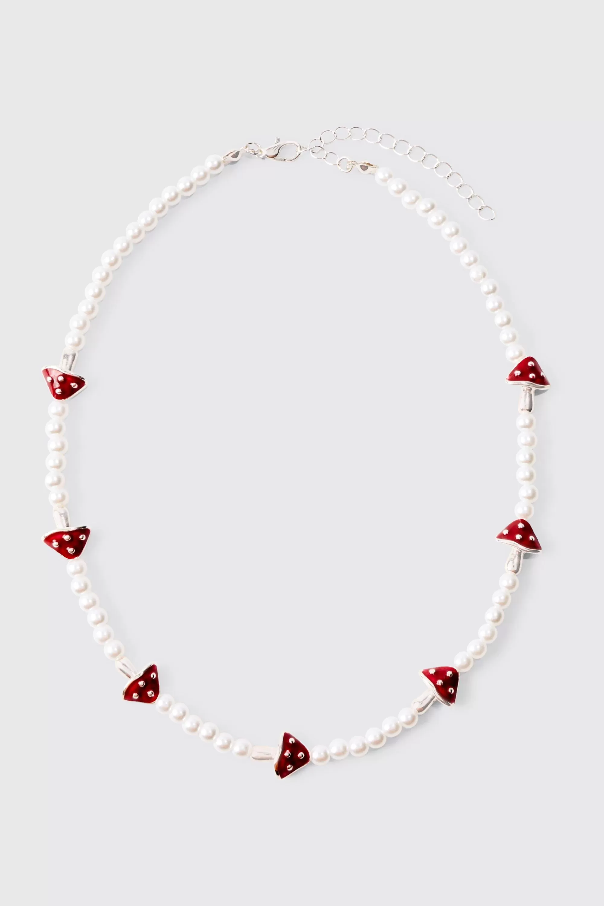 boohooMAN Pearl Mushroom Pendant Necklace | UK
