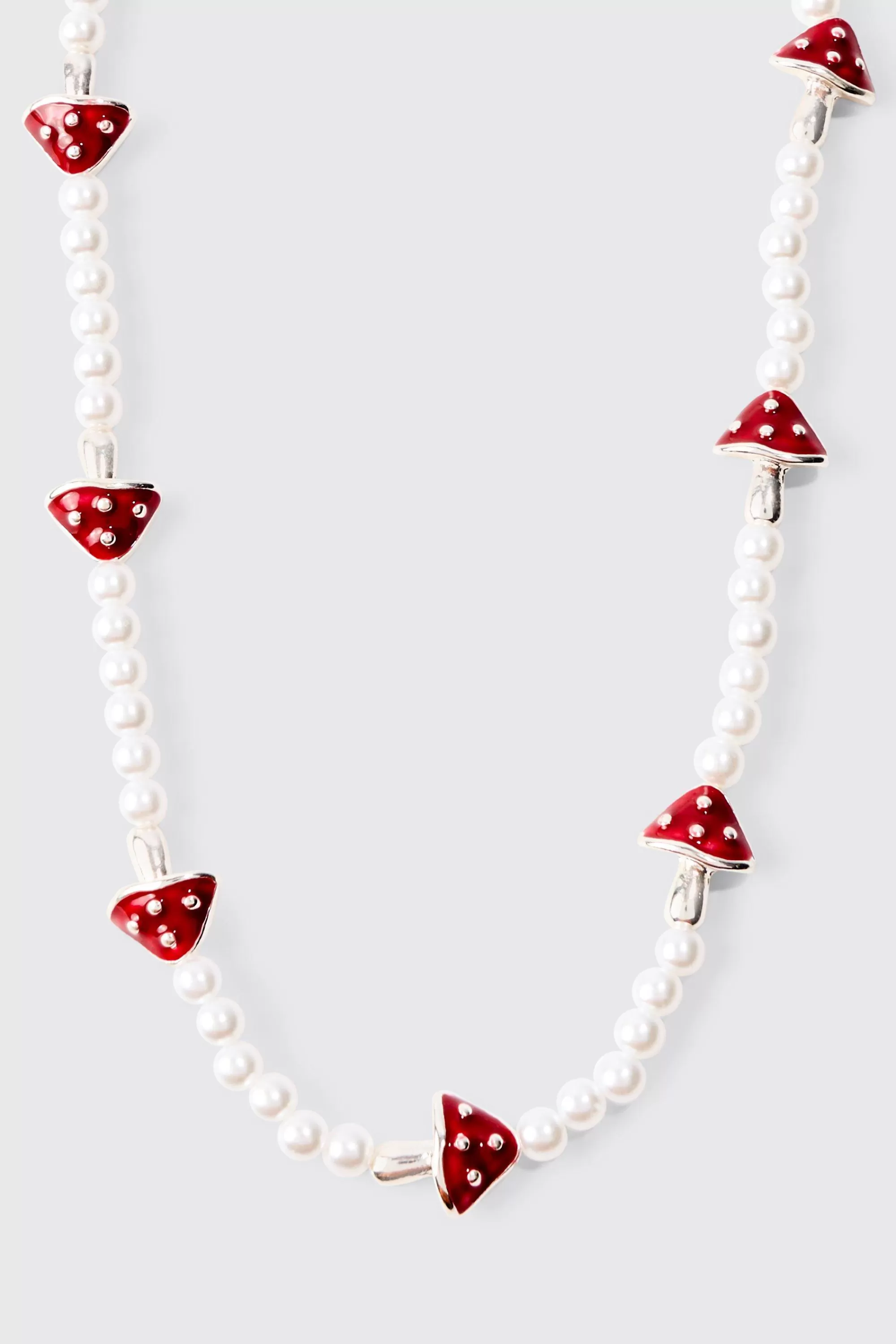 boohooMAN Pearl Mushroom Pendant Necklace | UK