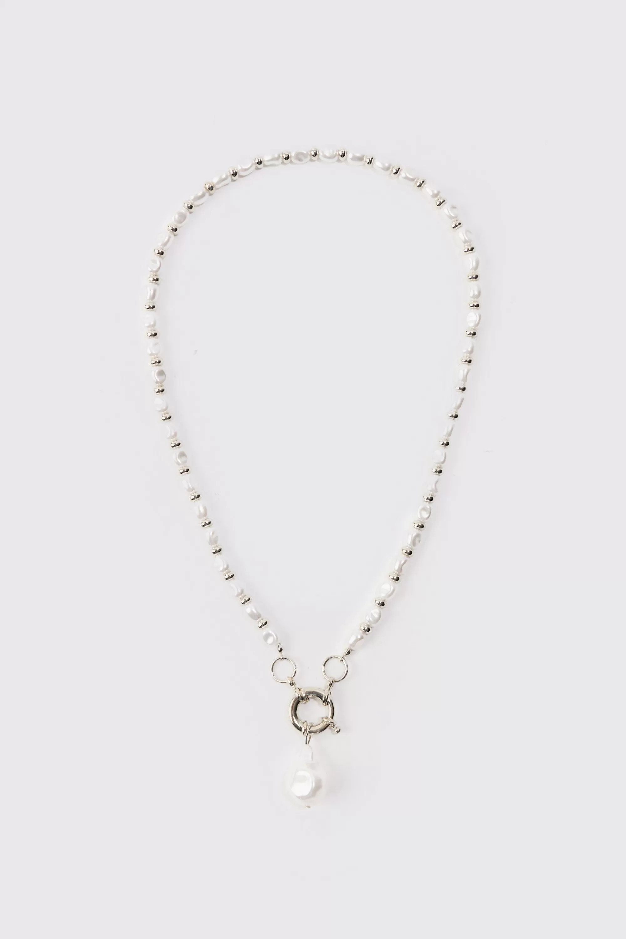boohooMAN Pearl Pendant Necklace In | UK