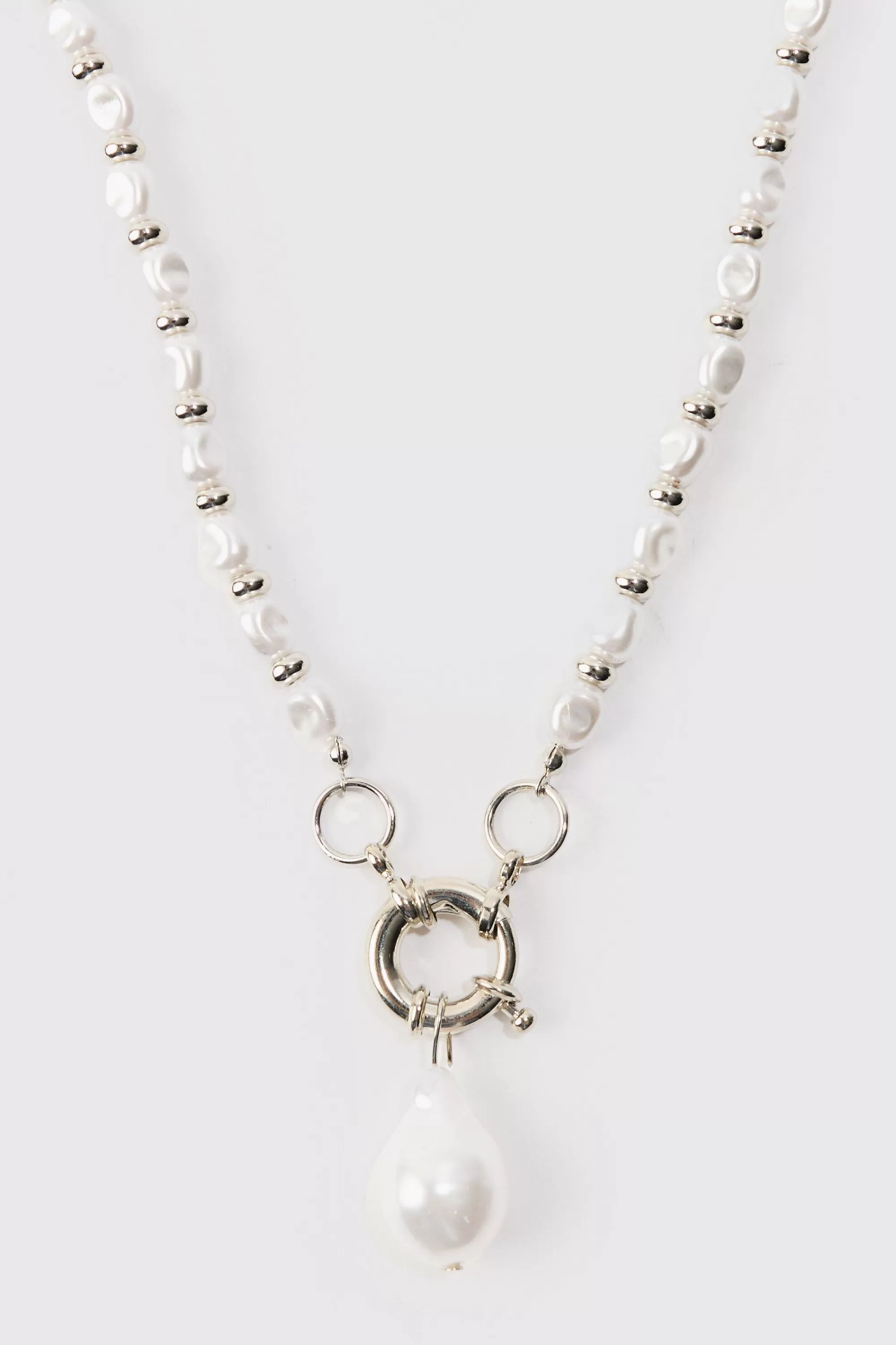 boohooMAN Pearl Pendant Necklace In | UK