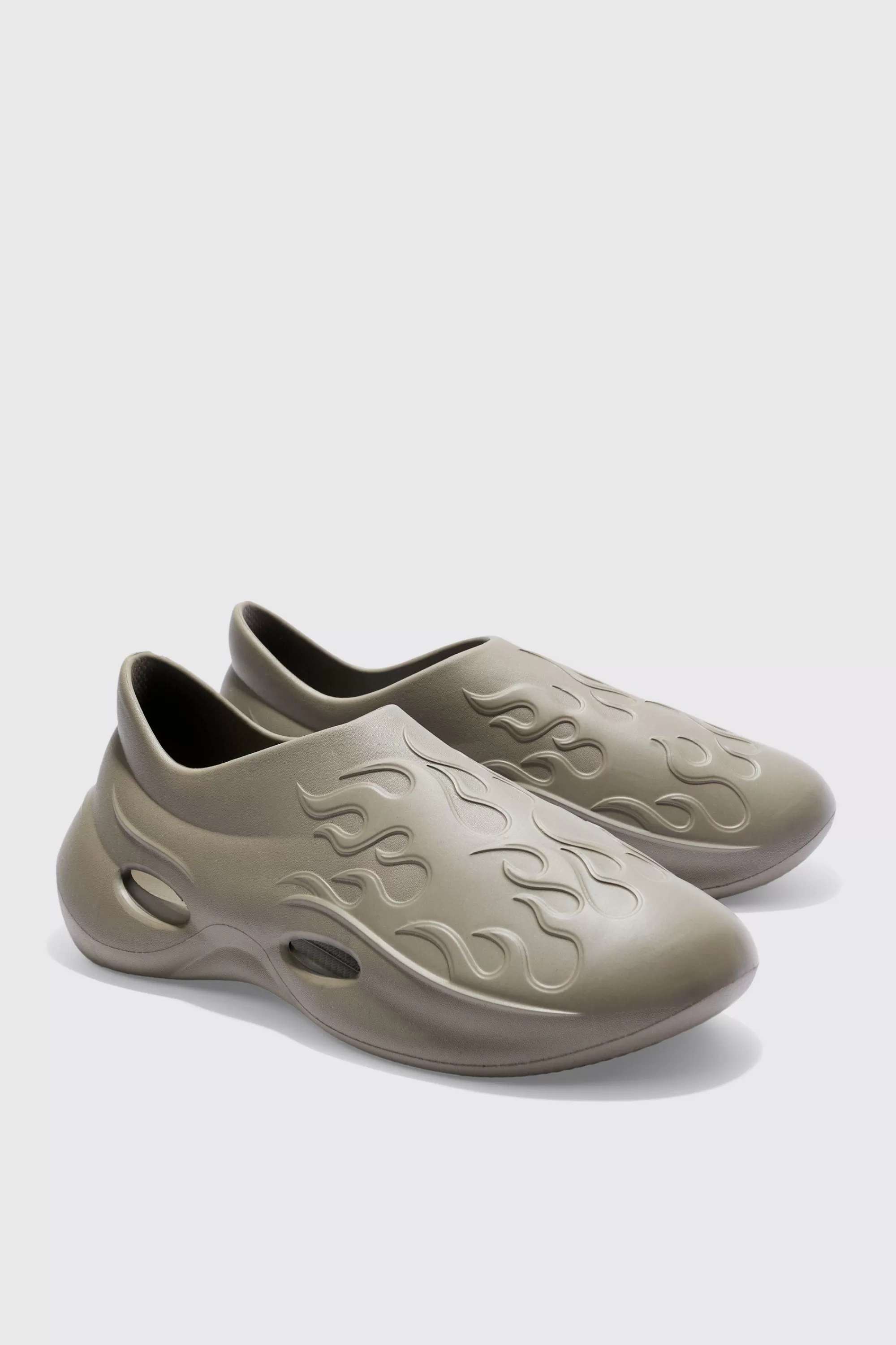 boohooMAN Perforated Flame Moulded Mule | UK