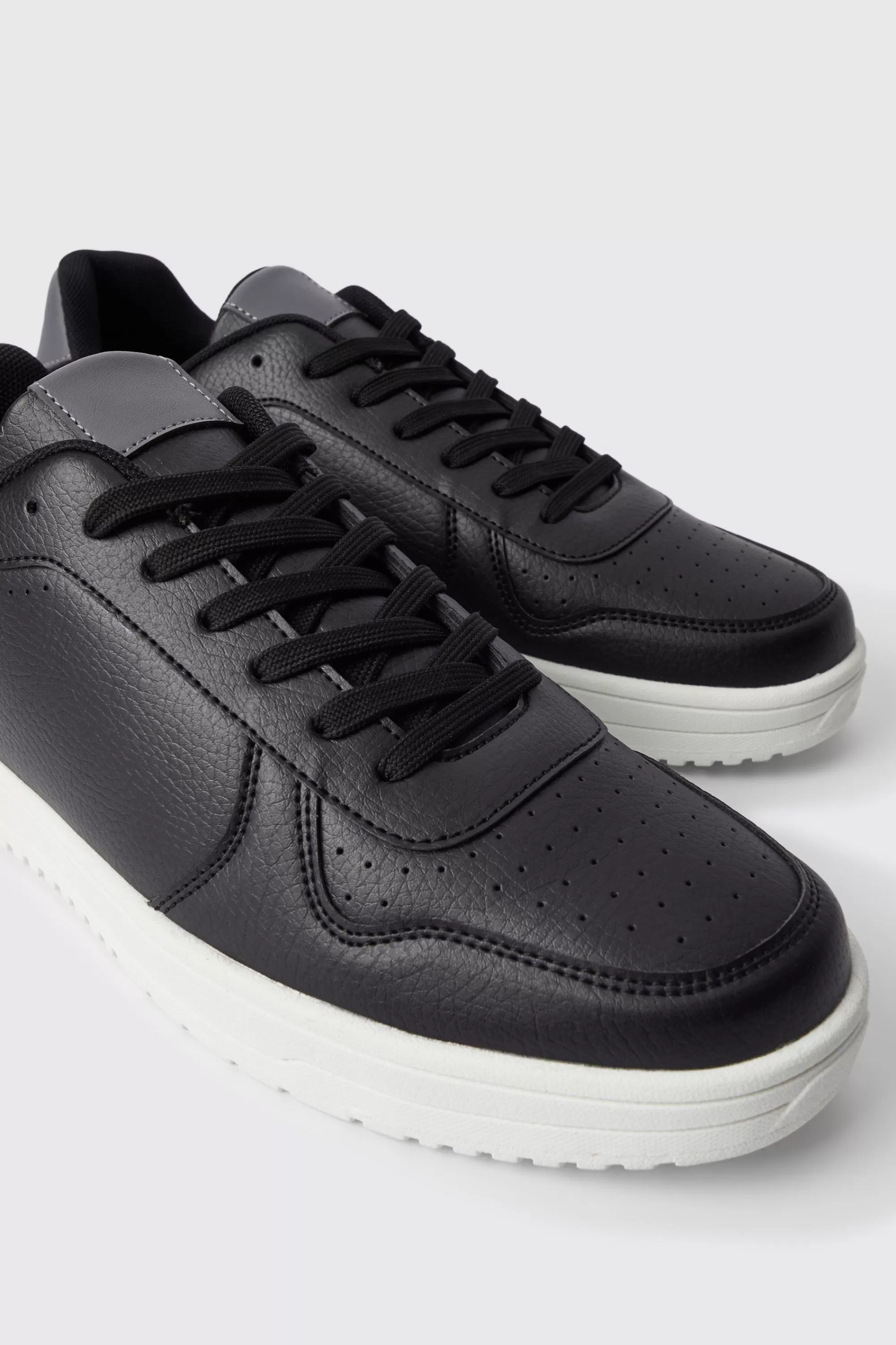 boohooMAN Perforated Panelled Trainers | UK