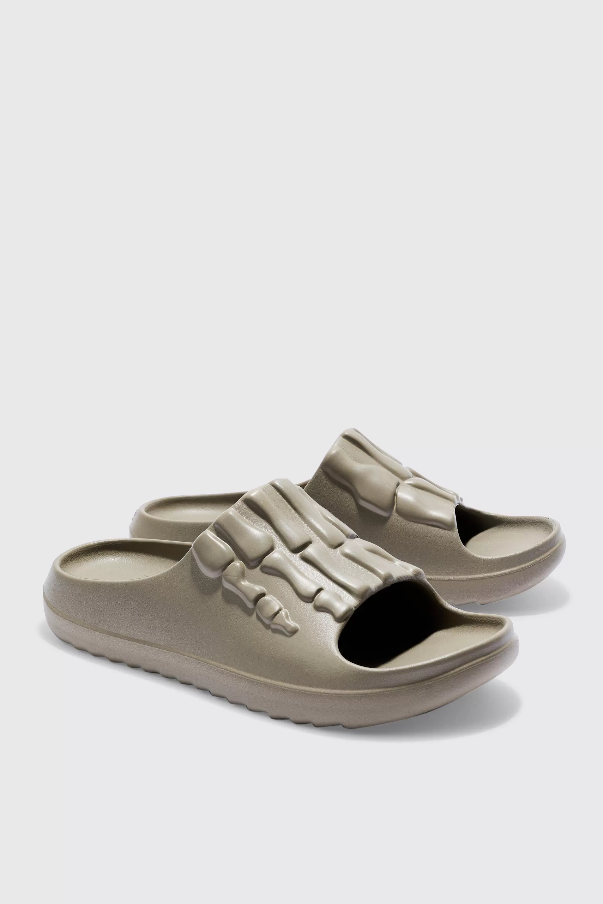 boohooMAN Perforated Skeleton Moulded Slider | UK
