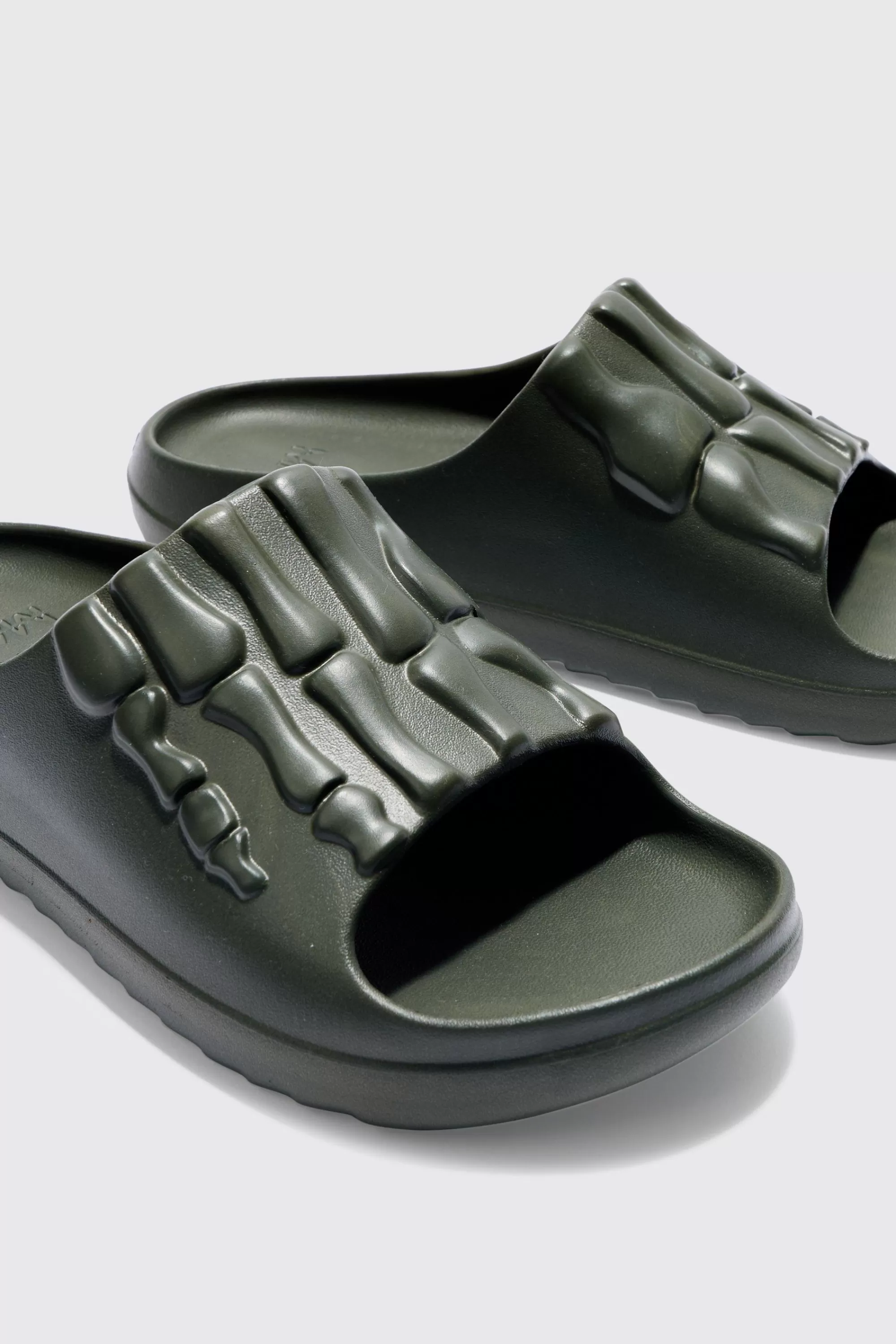 boohooMAN Perforated Skeleton Moulded Slider | UK