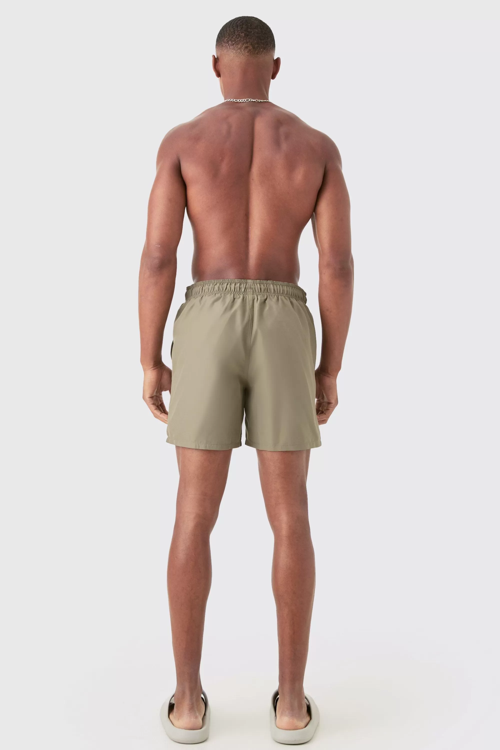 boohooMAN Plain Mid Length Swim Short | UK