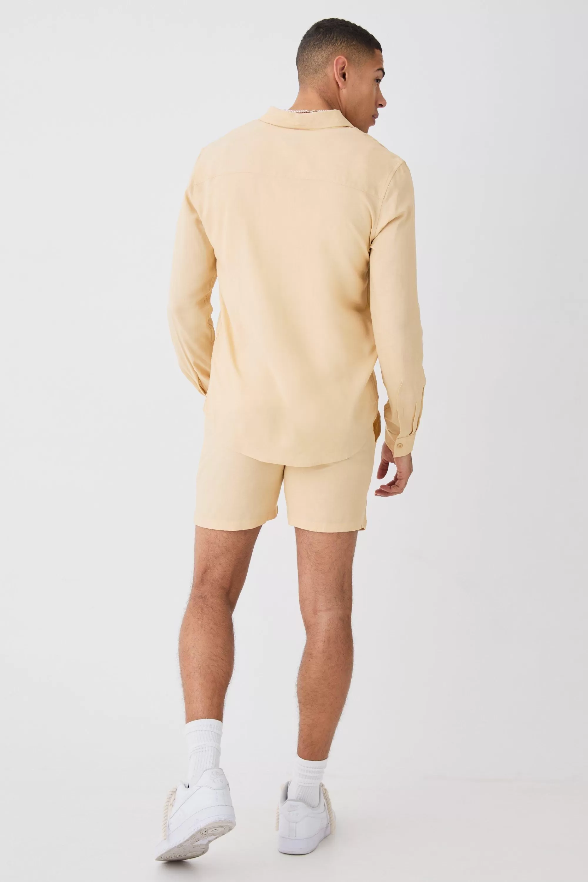 boohooMAN Plain Viscose Long Sleeve Shirt | UK