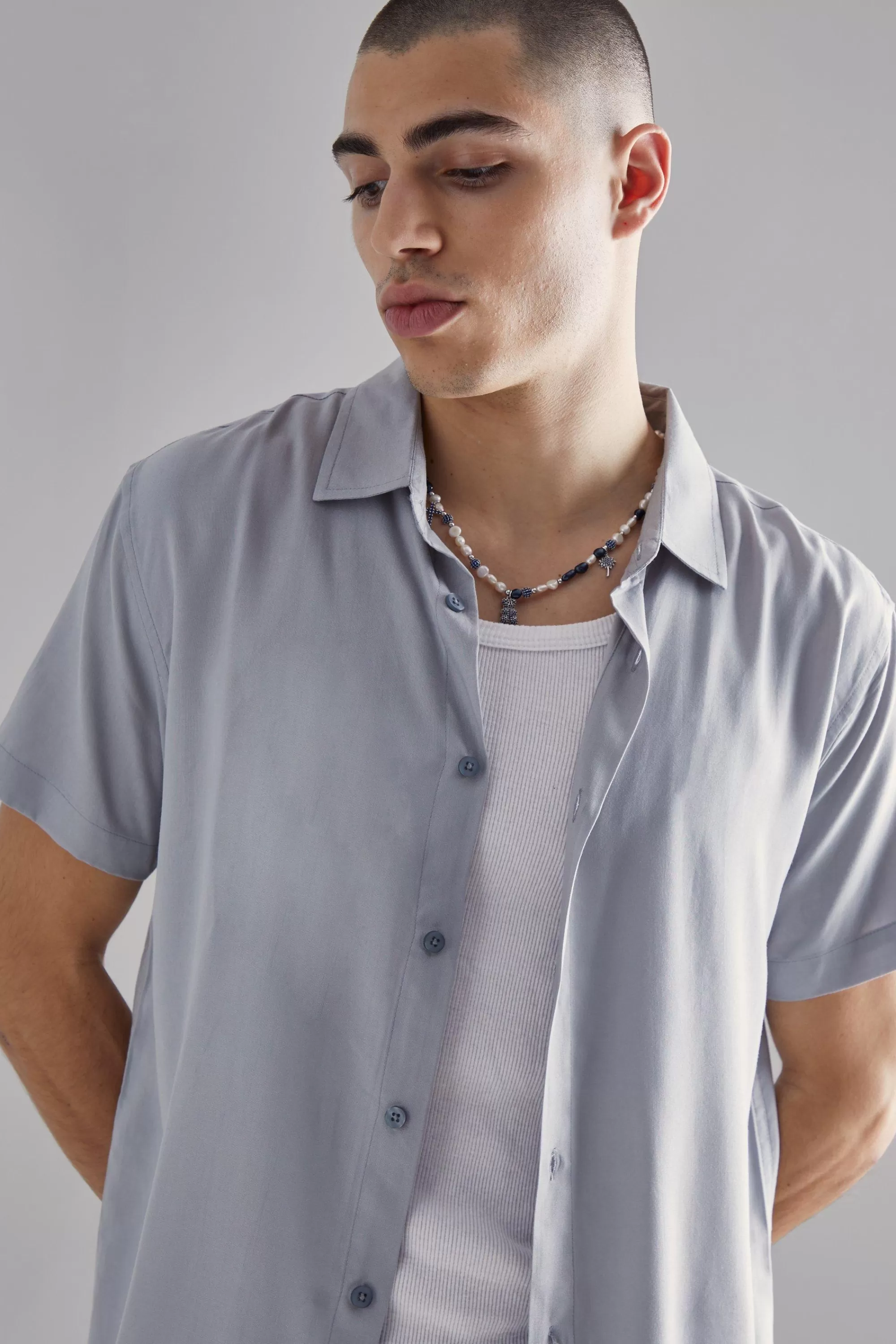 boohooMAN Plain Viscose Short Sleeve Shirt | UK