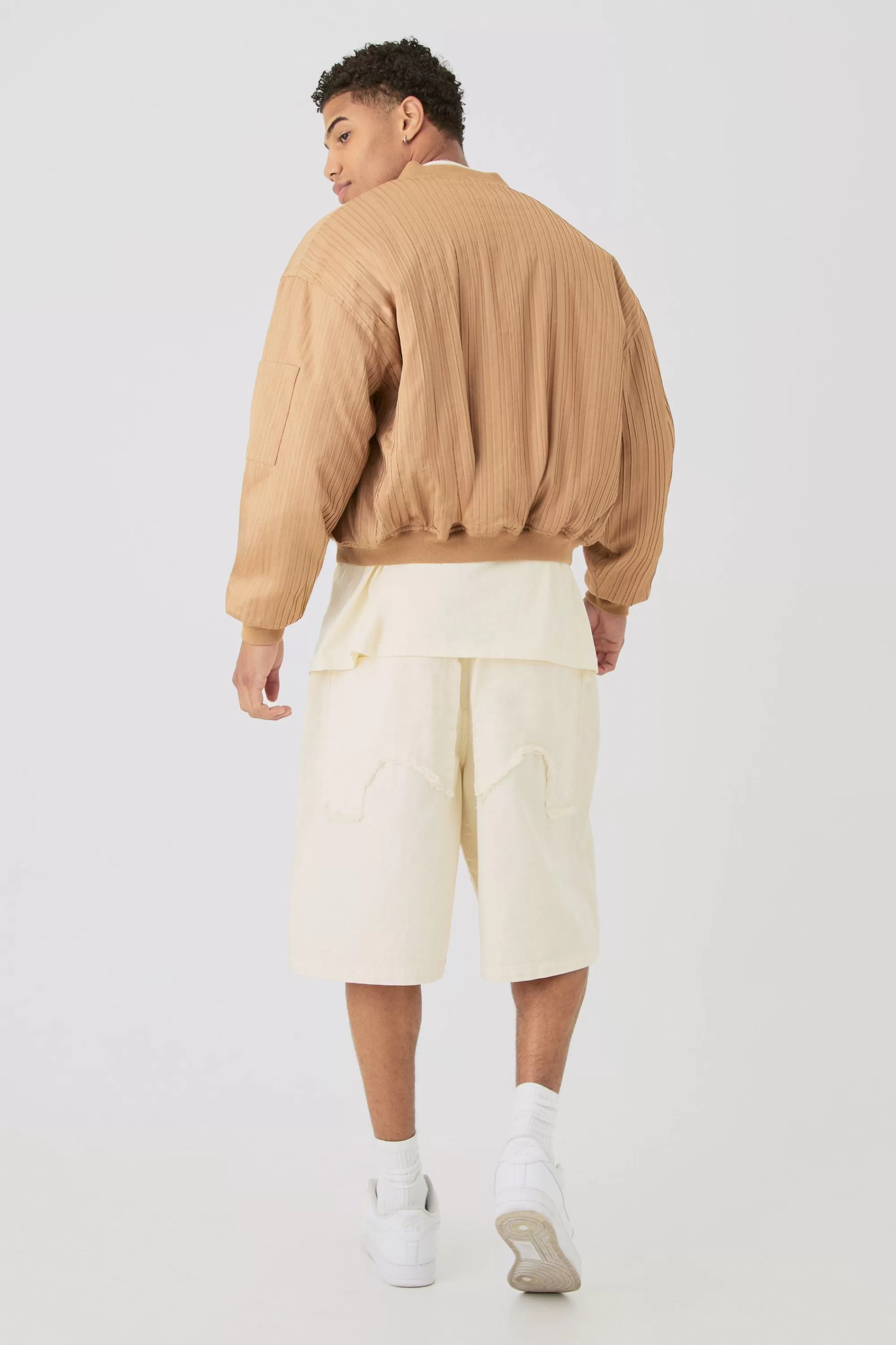 boohooMAN Pleated Bomber Jacket In | UK