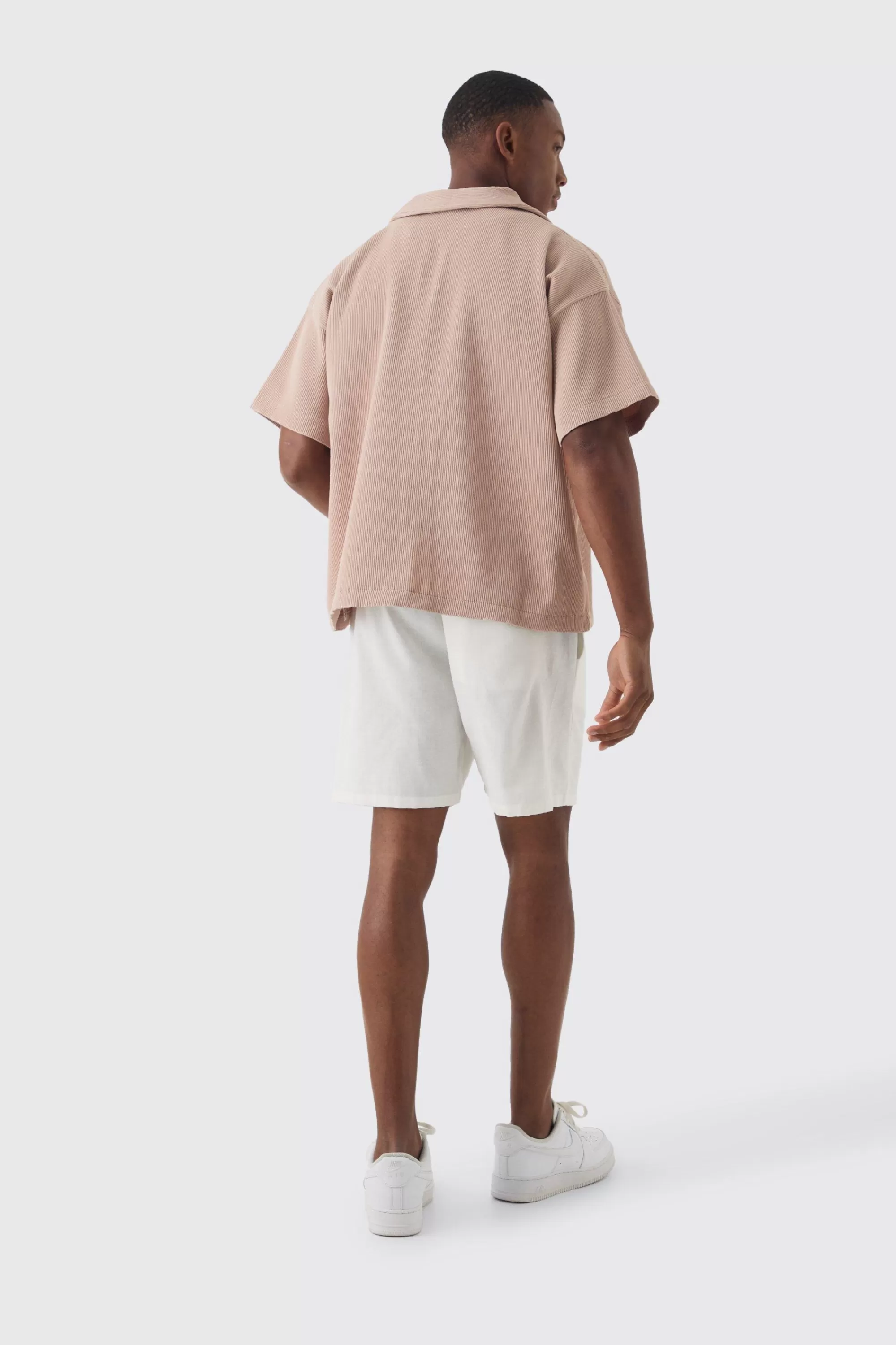 boohooMAN Pleated Short Sleeve Oversized Boxy Shirt | UK
