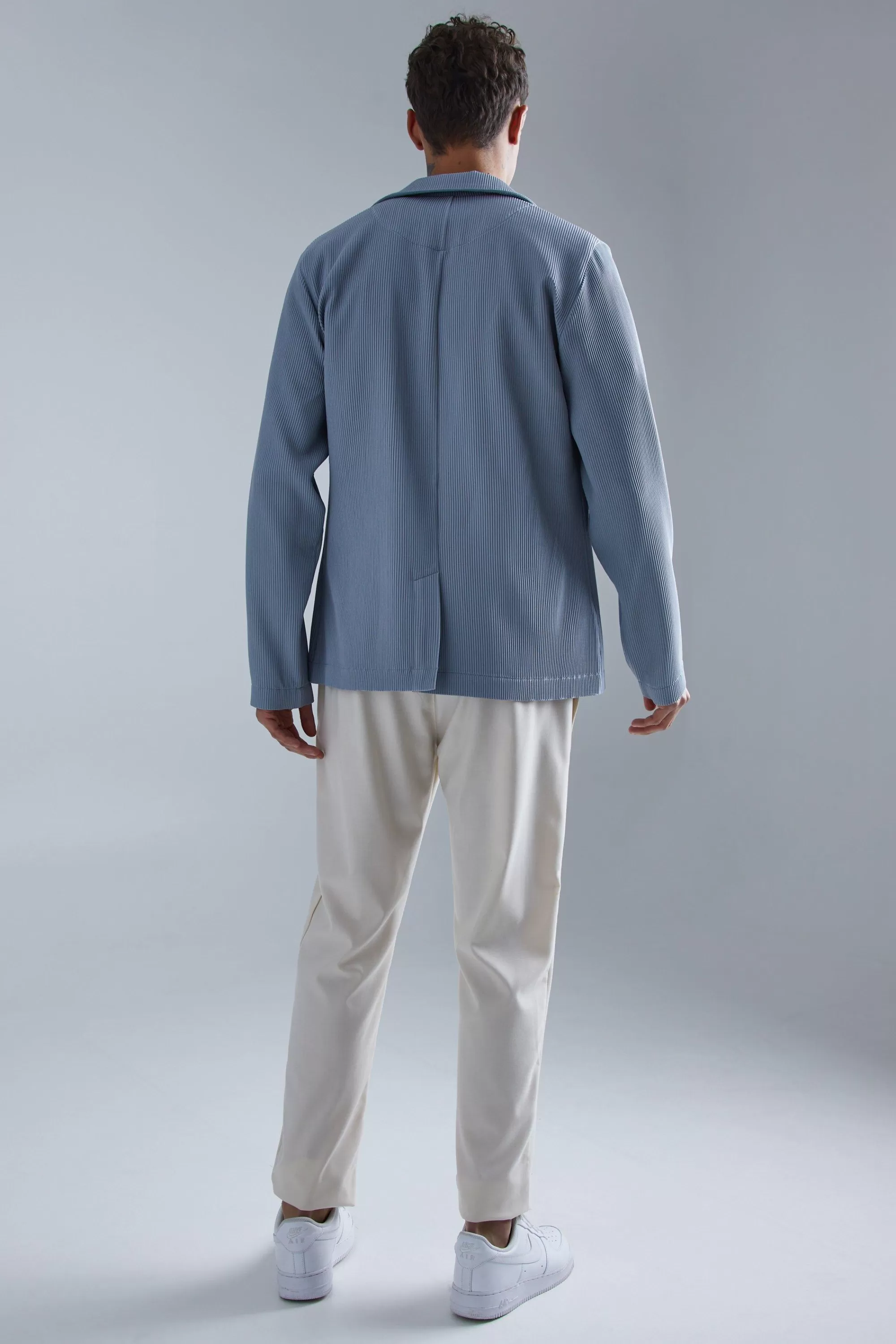 boohooMAN Pleated Slim Fit Smart Jacket | UK